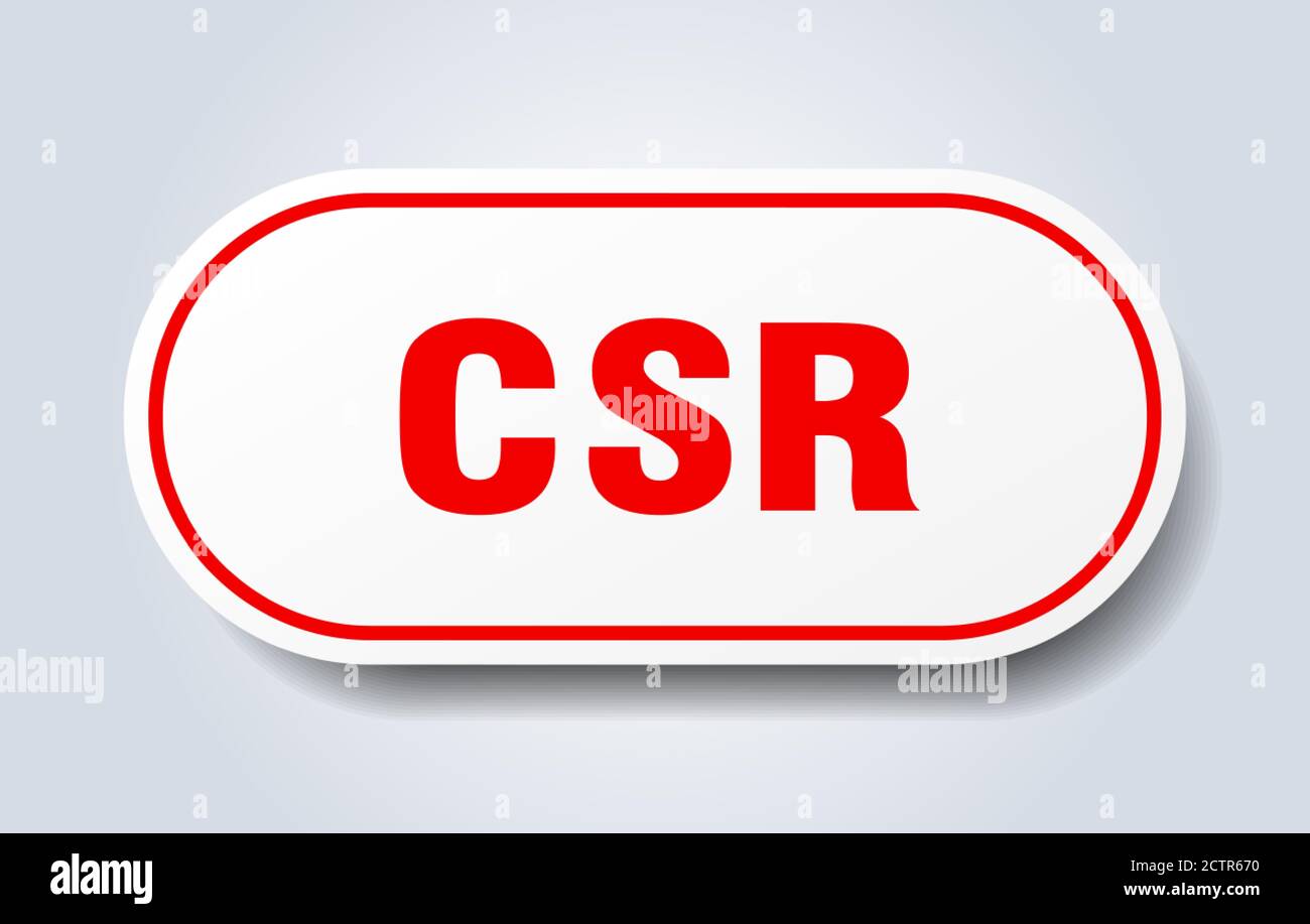 simbolo csr. adesivo isolato arrotondato. pulsante bianco Illustrazione Vettoriale