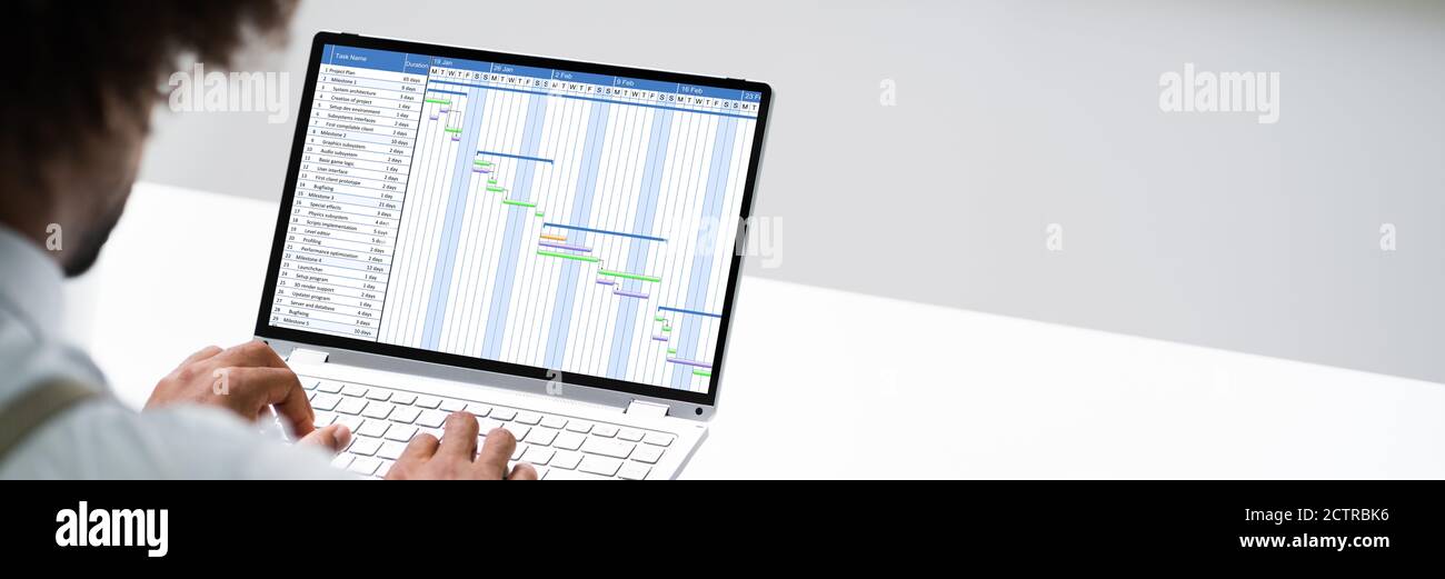 Foglio presenze e grafico Gantt per il dipendente Foto Stock
