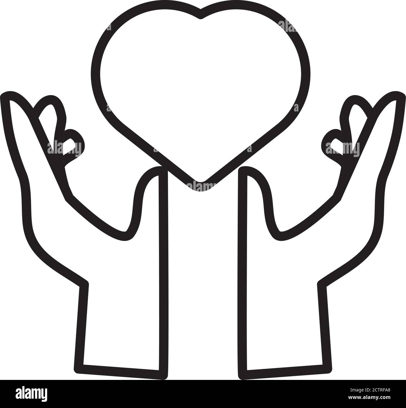 illustrazione vettoriale icona stile linea simbolo amore cuore sollevamento mani design Illustrazione Vettoriale