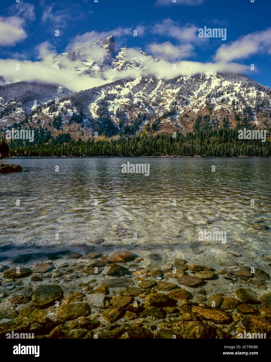 Jenny Lake, Mount Teewinot, Grand Teton National Park, Wyoming Foto Stock