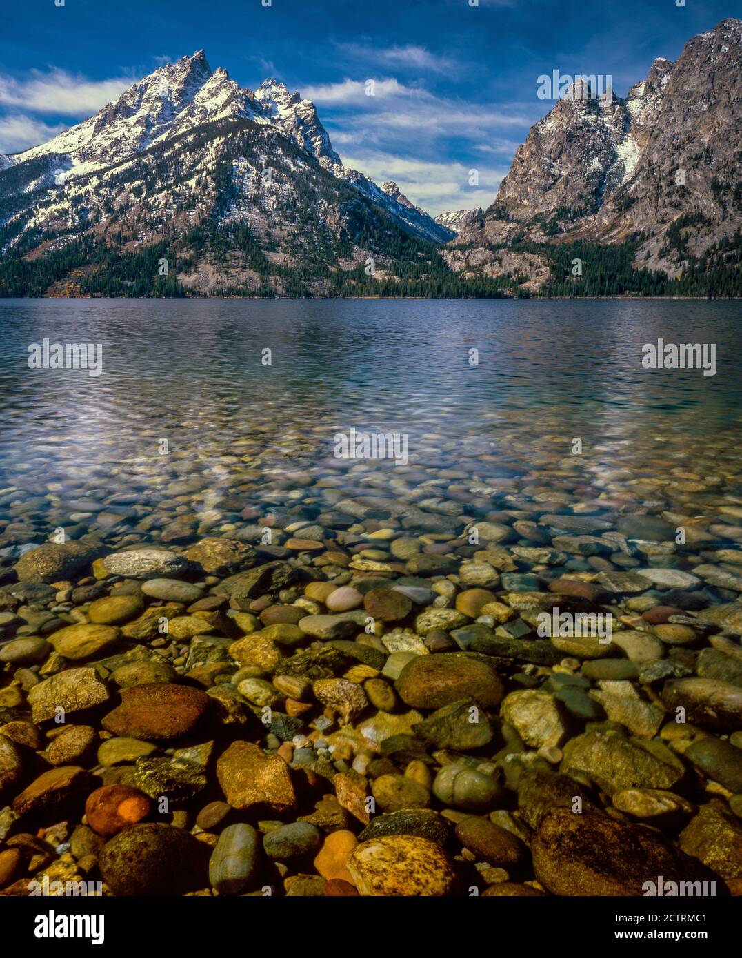 Jenny Lake, Mount Teewinot, Cascade Canyon, Grand Teton National Park, Wyoming Foto Stock