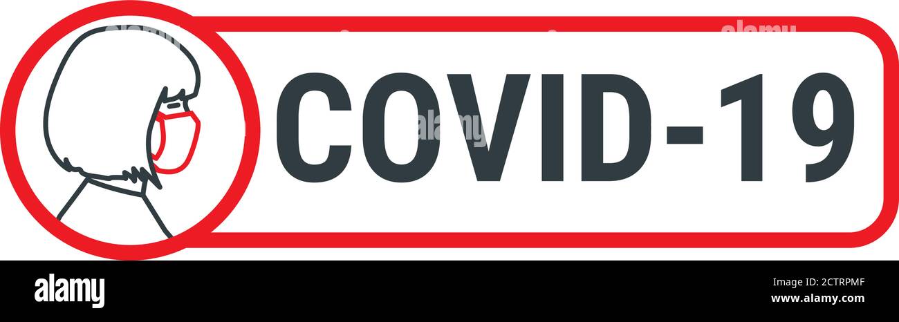 Covid-19 segno con la donna che indossa maschera medica viso Illustrazione Vettoriale