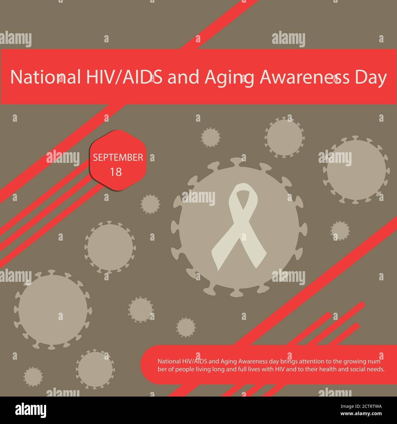 La giornata nazionale di sensibilizzazione sull'HIV/AIDS e sull'invecchiamento richiama l'attenzione su numero crescente di persone che vivono a lungo e a pieno titolo con HIV e alla loro salute e. Illustrazione Vettoriale