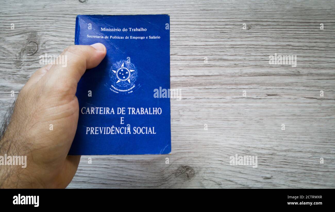 Documento di lavoro brasiliano e documento di sicurezza sociale. Foto Stock