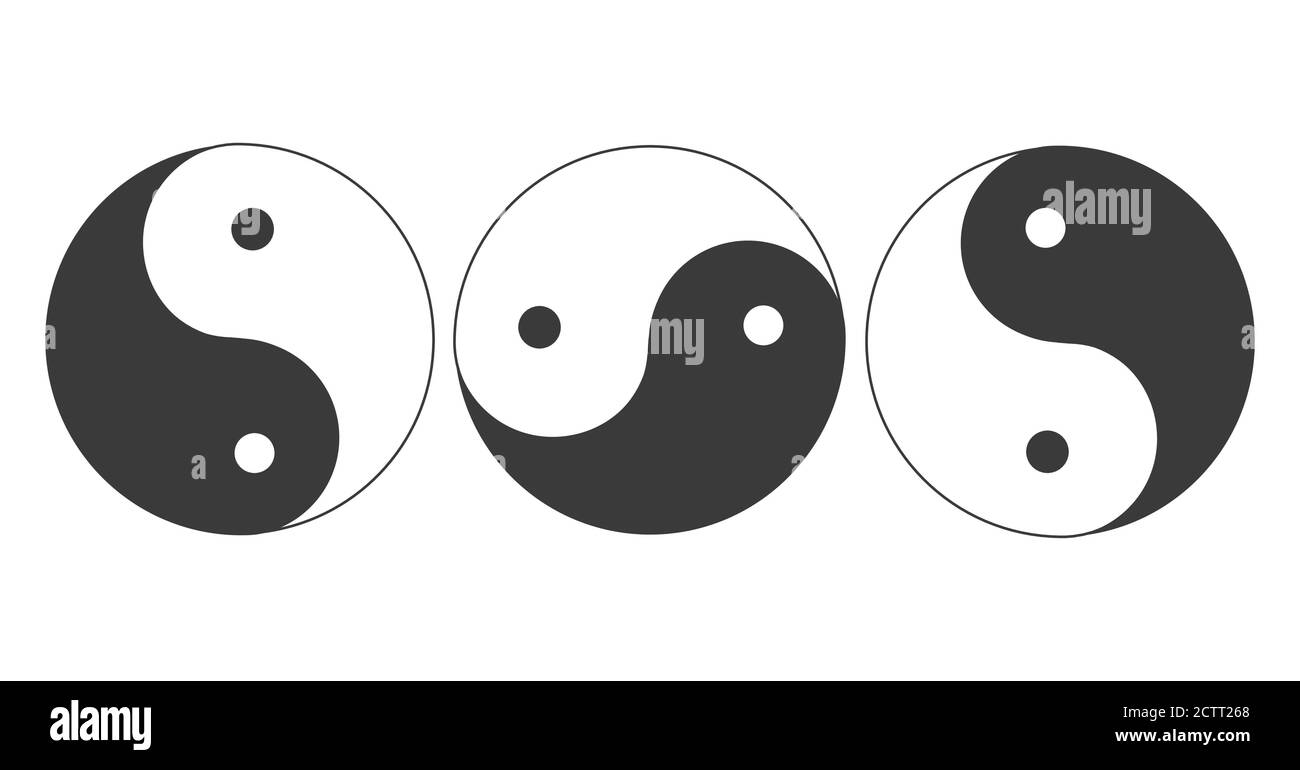 Simboli Yin Yang impostati isolati. Collezione di icone Harmony Vector Illustrazione Vettoriale
