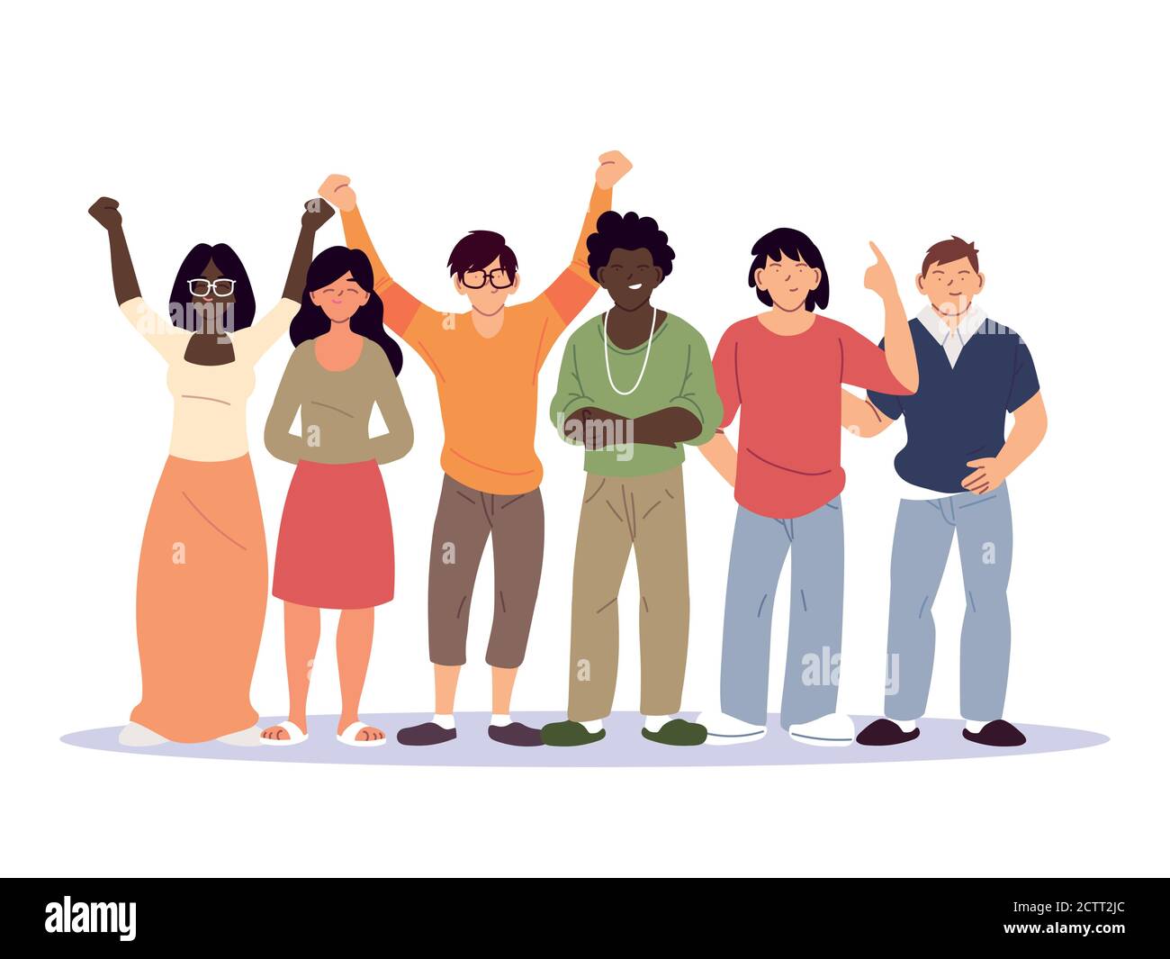 Diversità di donne e uomini disegno cartoni, persone multietnica razza e multiculturale tema illustrazione vettoriale Illustrazione Vettoriale