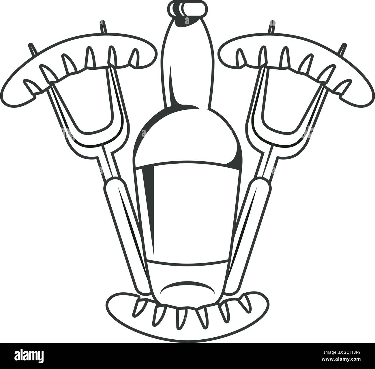 forchette con insaccati cibo e bottiglia di birra disegno vettoriale Illustrazione Vettoriale