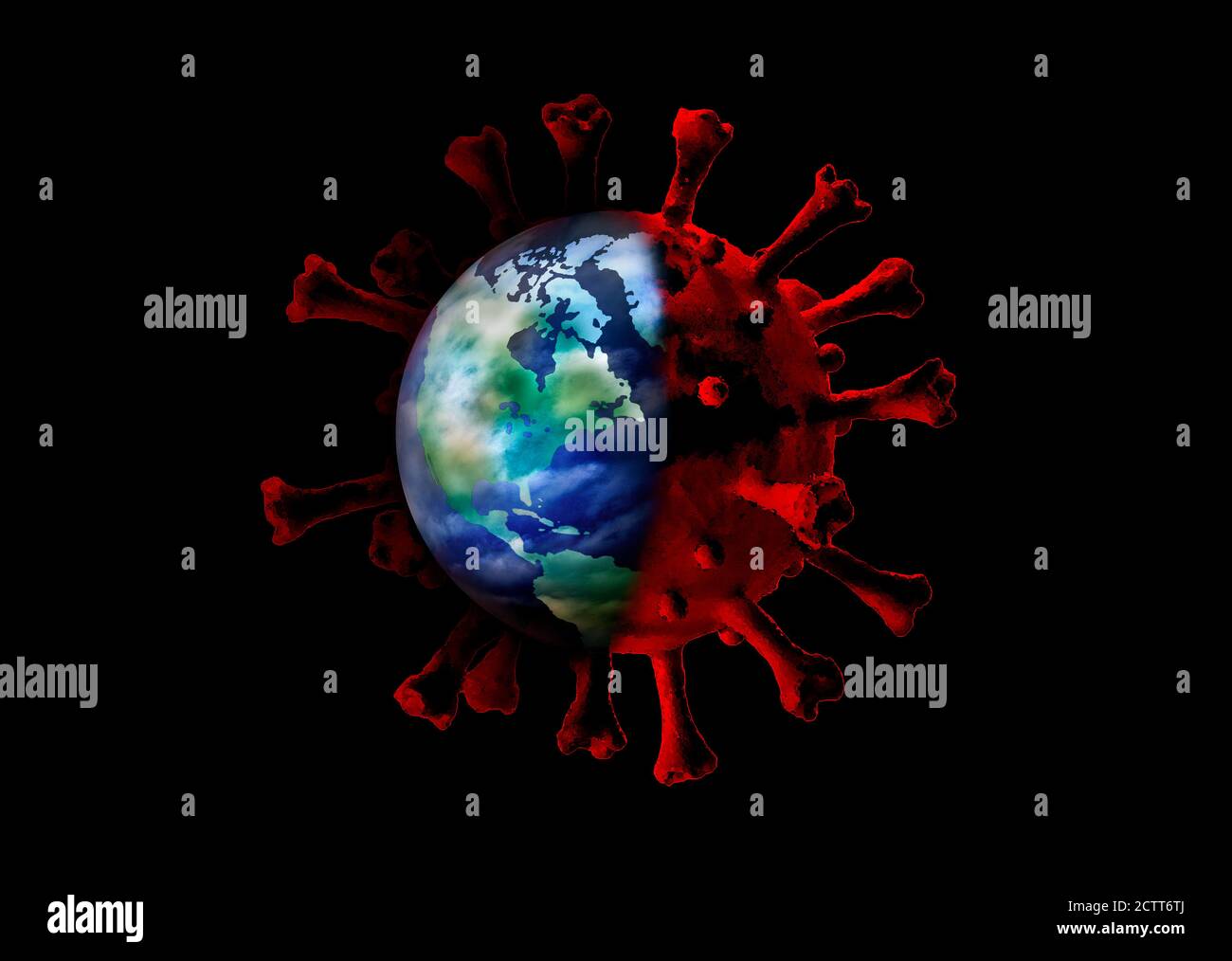 Modello coronavirus combinato con globo Foto Stock