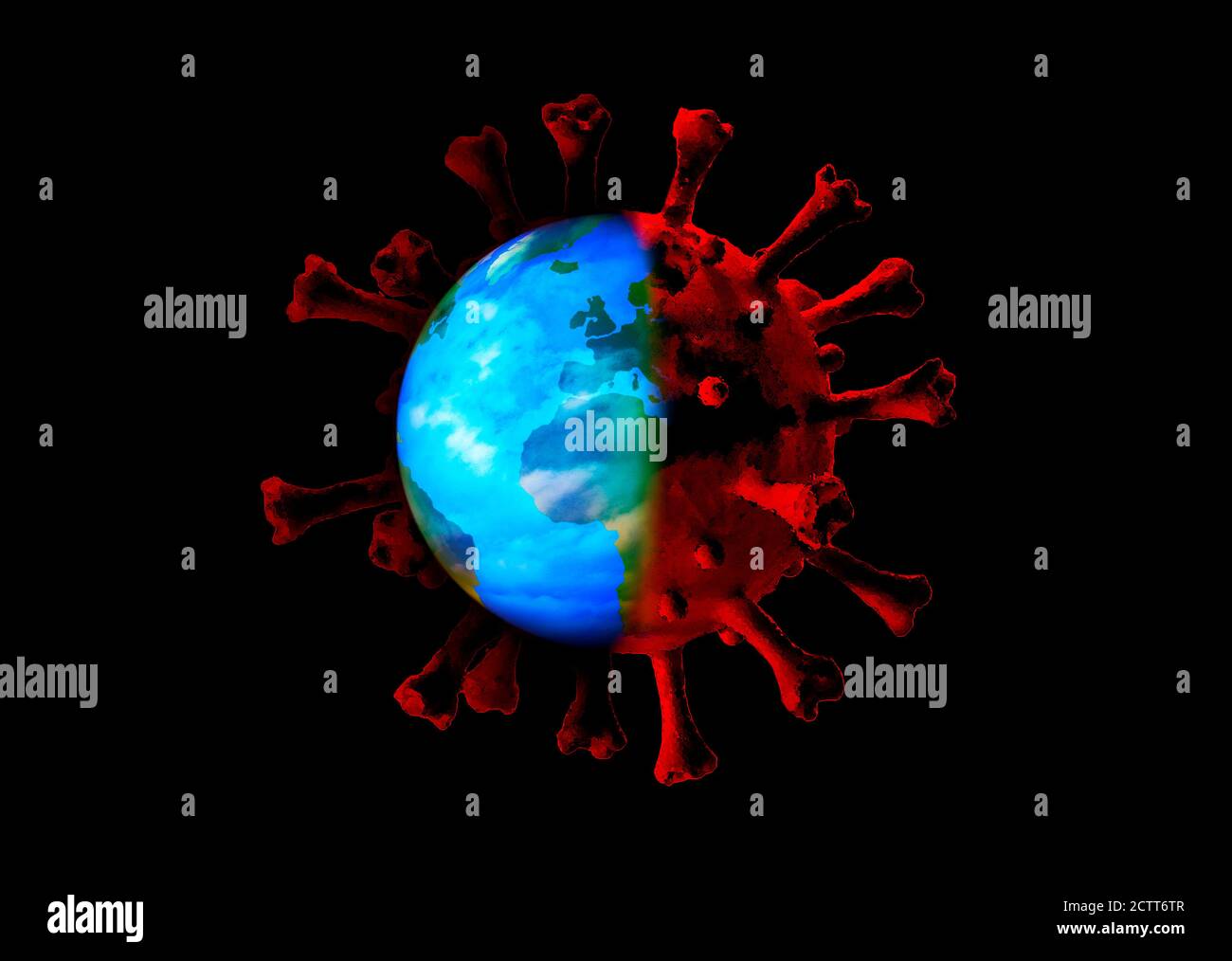 Modello coronavirus combinato con globo Foto Stock