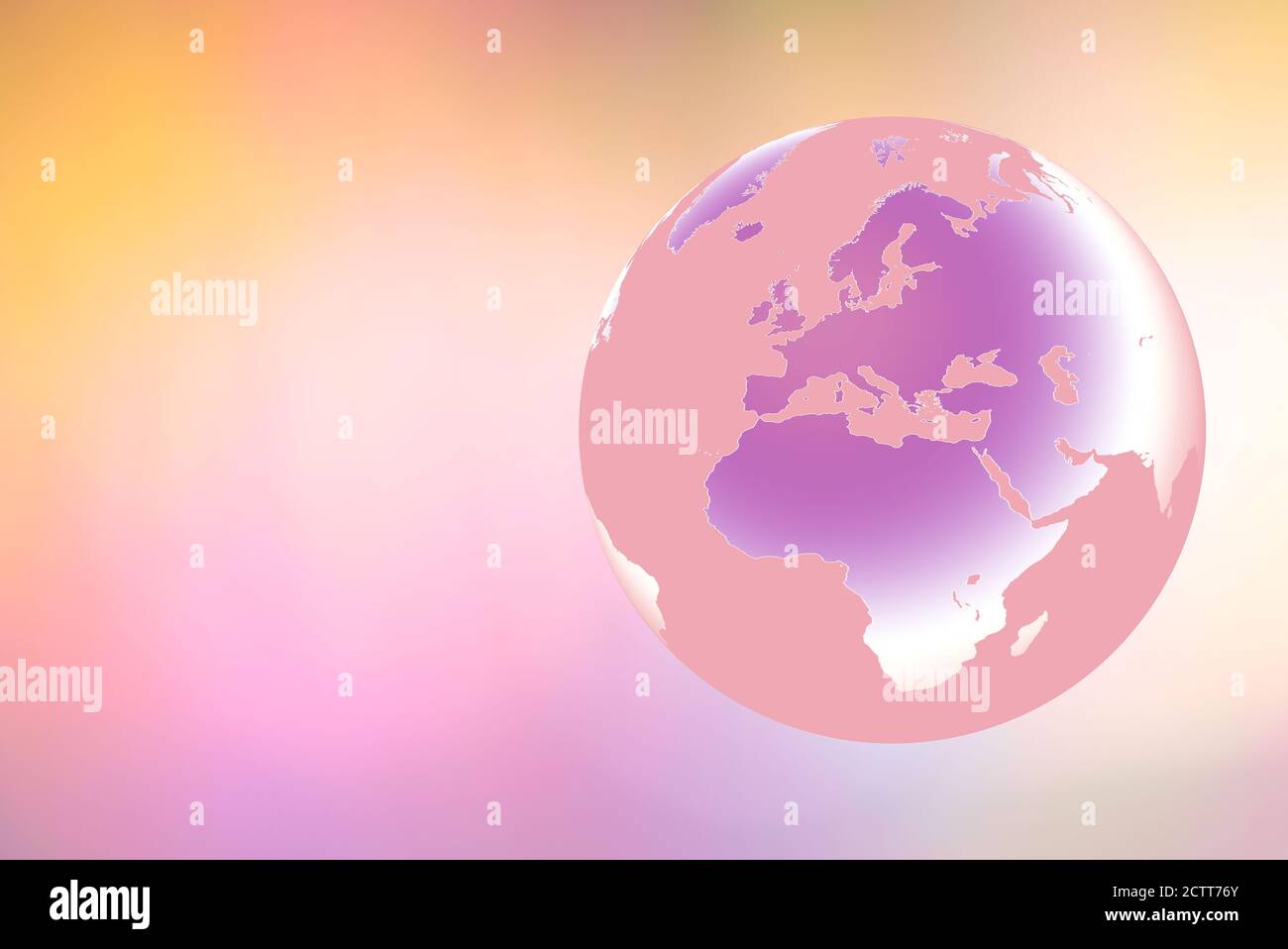 Globo che mostra l'Europa e l'Africa su sfondo pastello Foto Stock