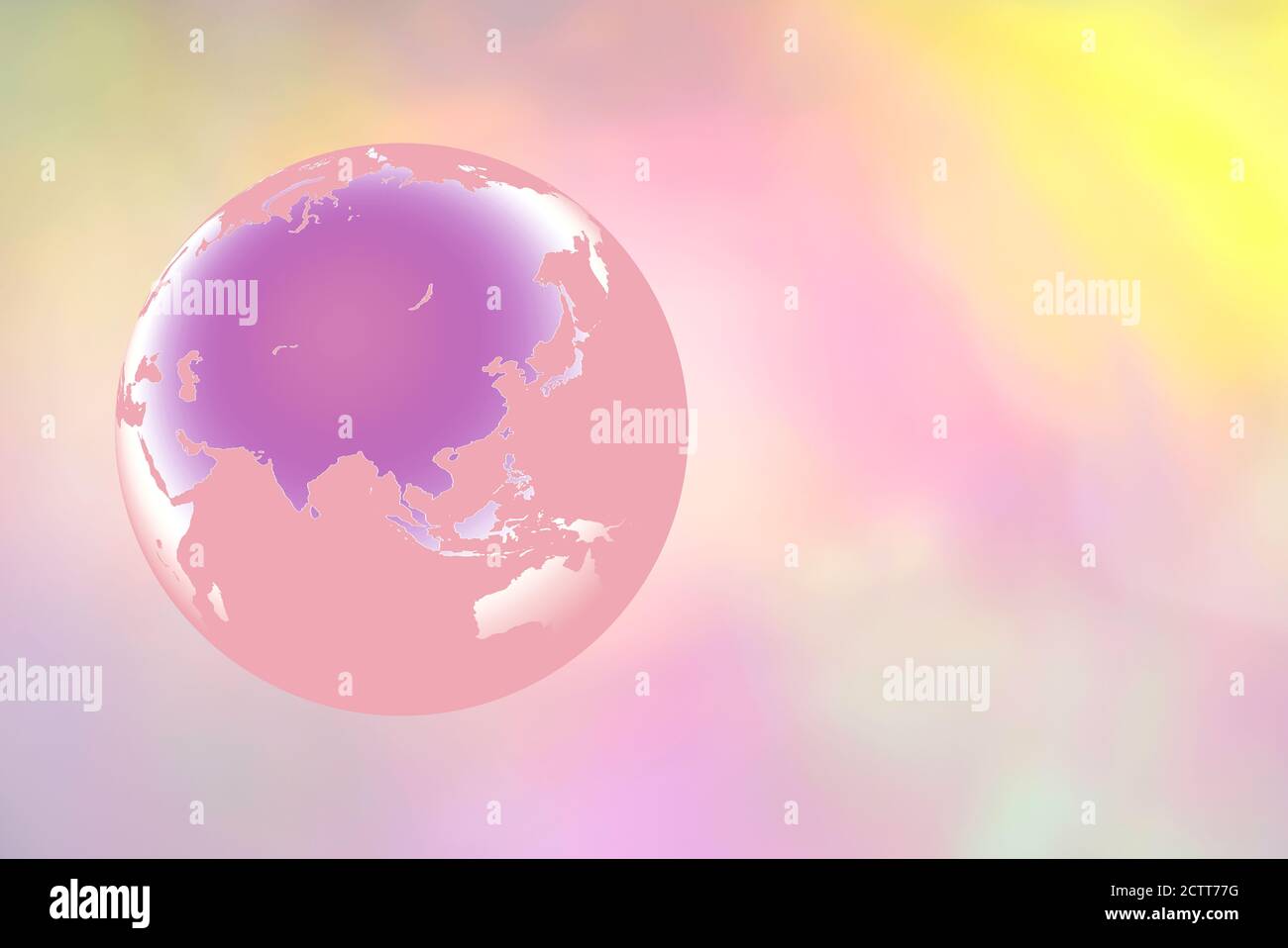 Globo che mostra il Medio Oriente e l'Asia su sfondo pastello Foto Stock