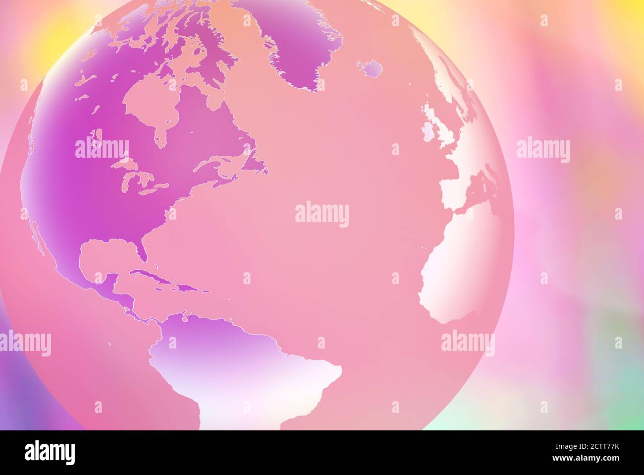 Globo che mostra il Nord e il Sud America su sfondo pastello Foto Stock