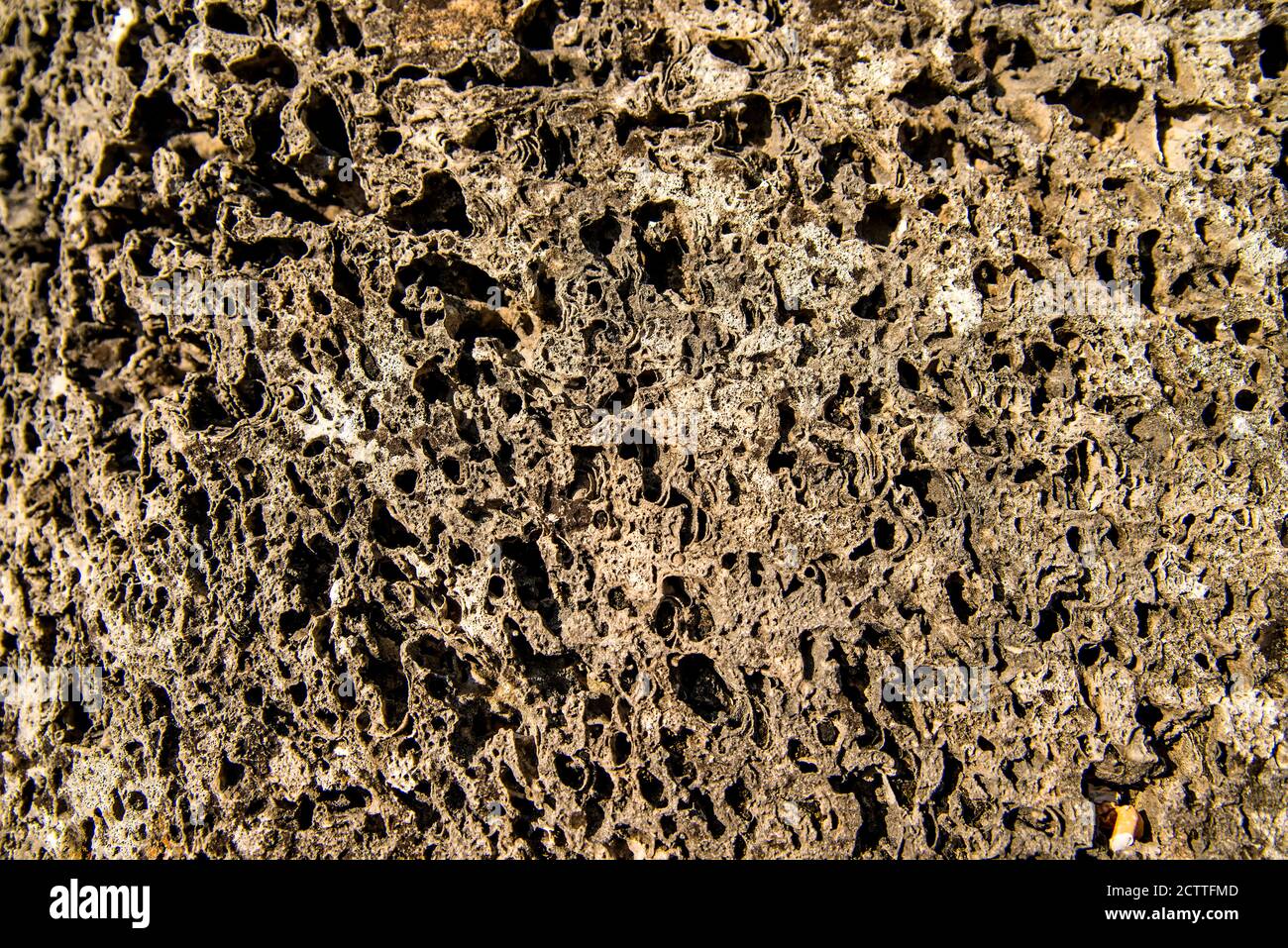 Tufo, closeup della roccia vulcanica Foto Stock