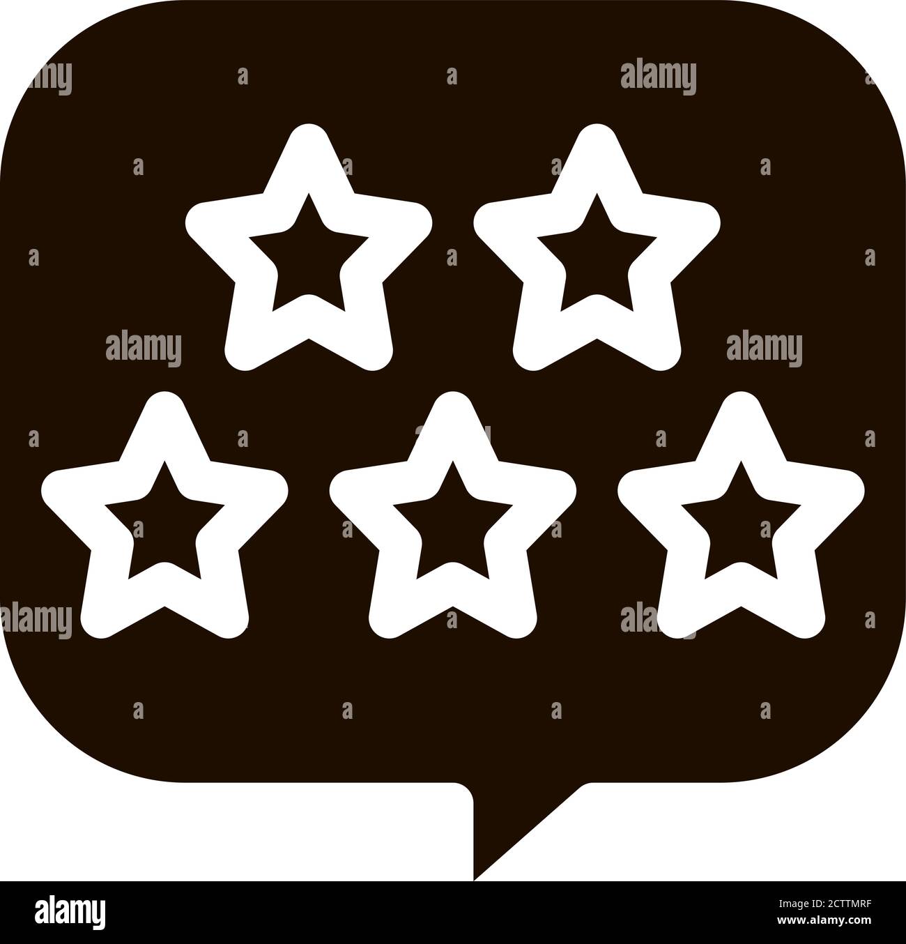 Cinque stelle nell'icona vettore riquadro di testo Illustrazione Vettoriale