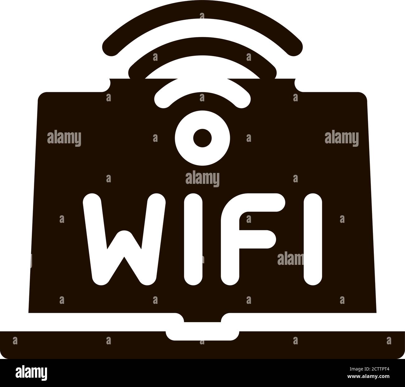 Icona a glifo di WiFi Sign e Word on laptop Display Illustrazione Vettoriale