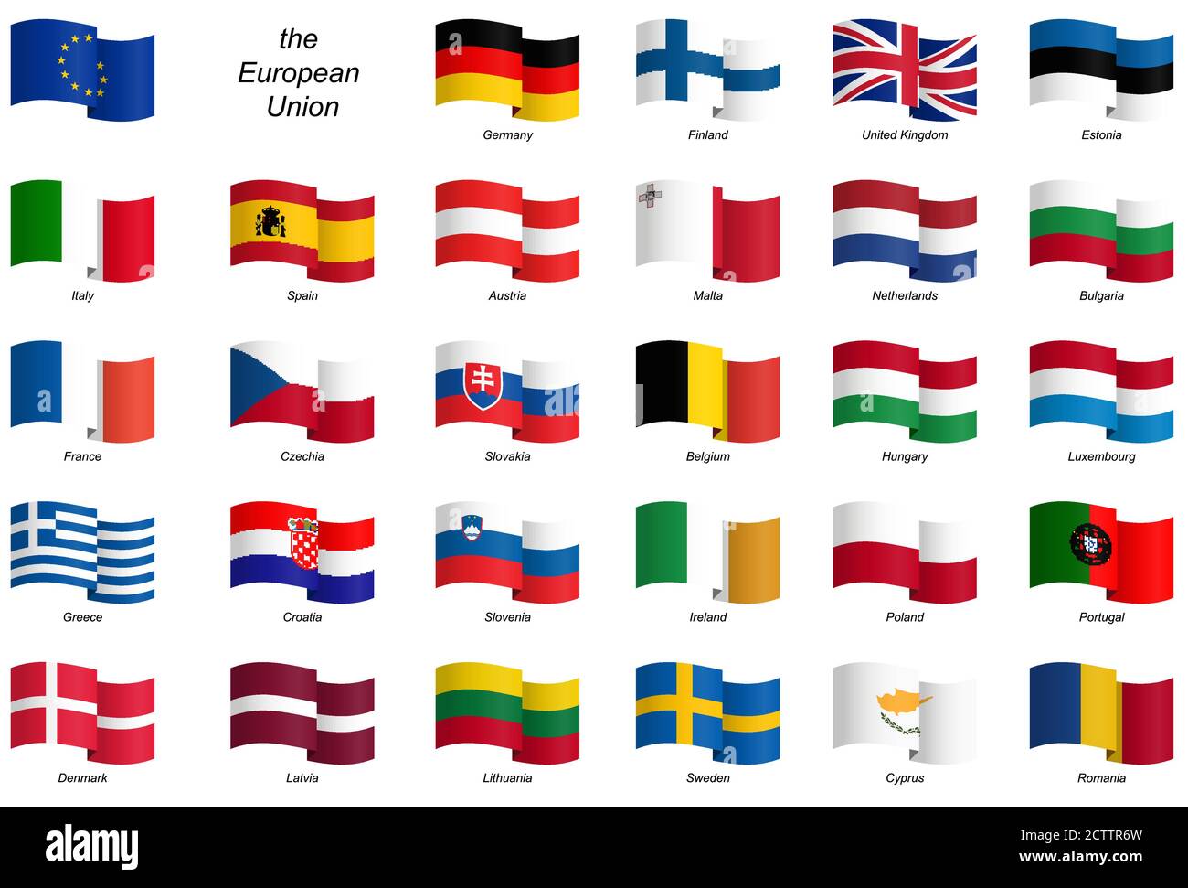 Raccolta di bandiere nazionali del file vettoriale dell'Unione europea Illustrazione Vettoriale