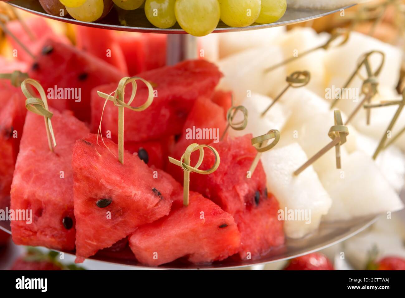 Fette succose di melone maturo e cocomero Foto Stock