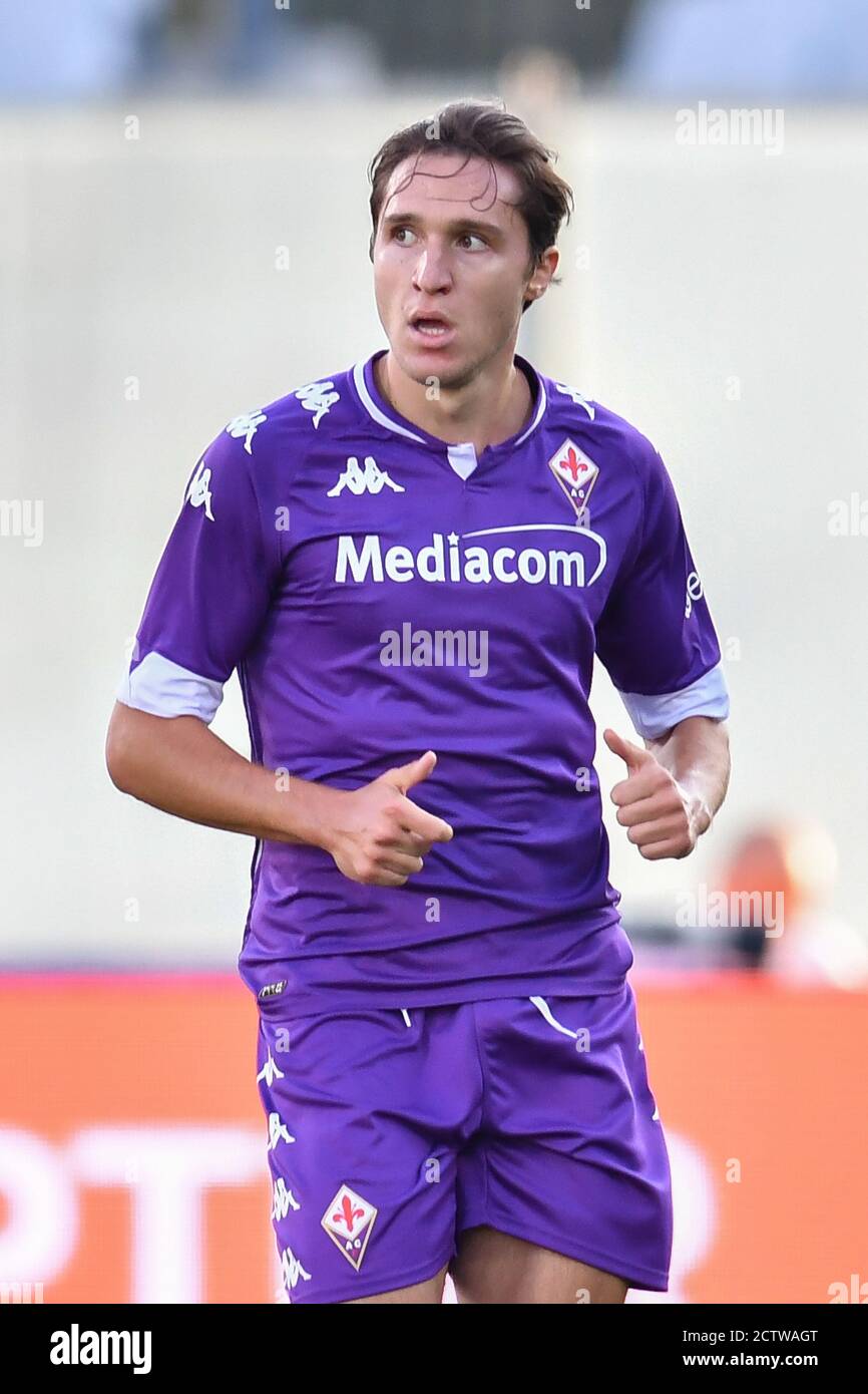 Federico Chiesa (Fiorentina) durante Fiorentina vs Reggiana, Calcio Test Match, Firenze, Italia, 12 Set 2020 Foto Stock