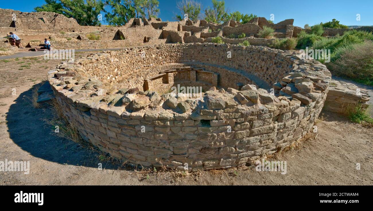 Kiva costruito dagli Indiani Anasazi, Aztec Ruins National Monument, Nuovo Messico, STATI UNITI D'AMERICA Foto Stock