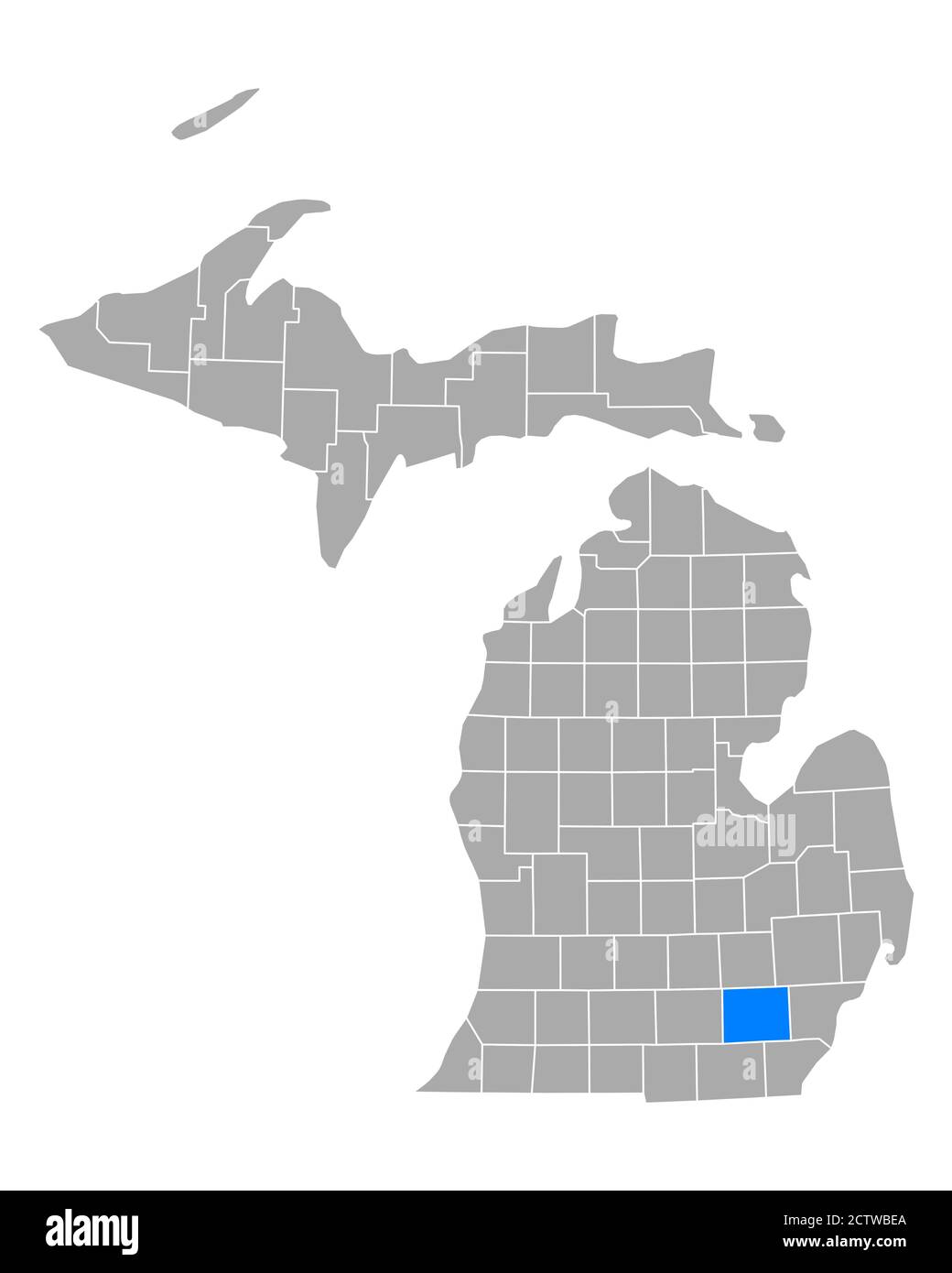 Washington sulla mappa di Michigan Foto Stock