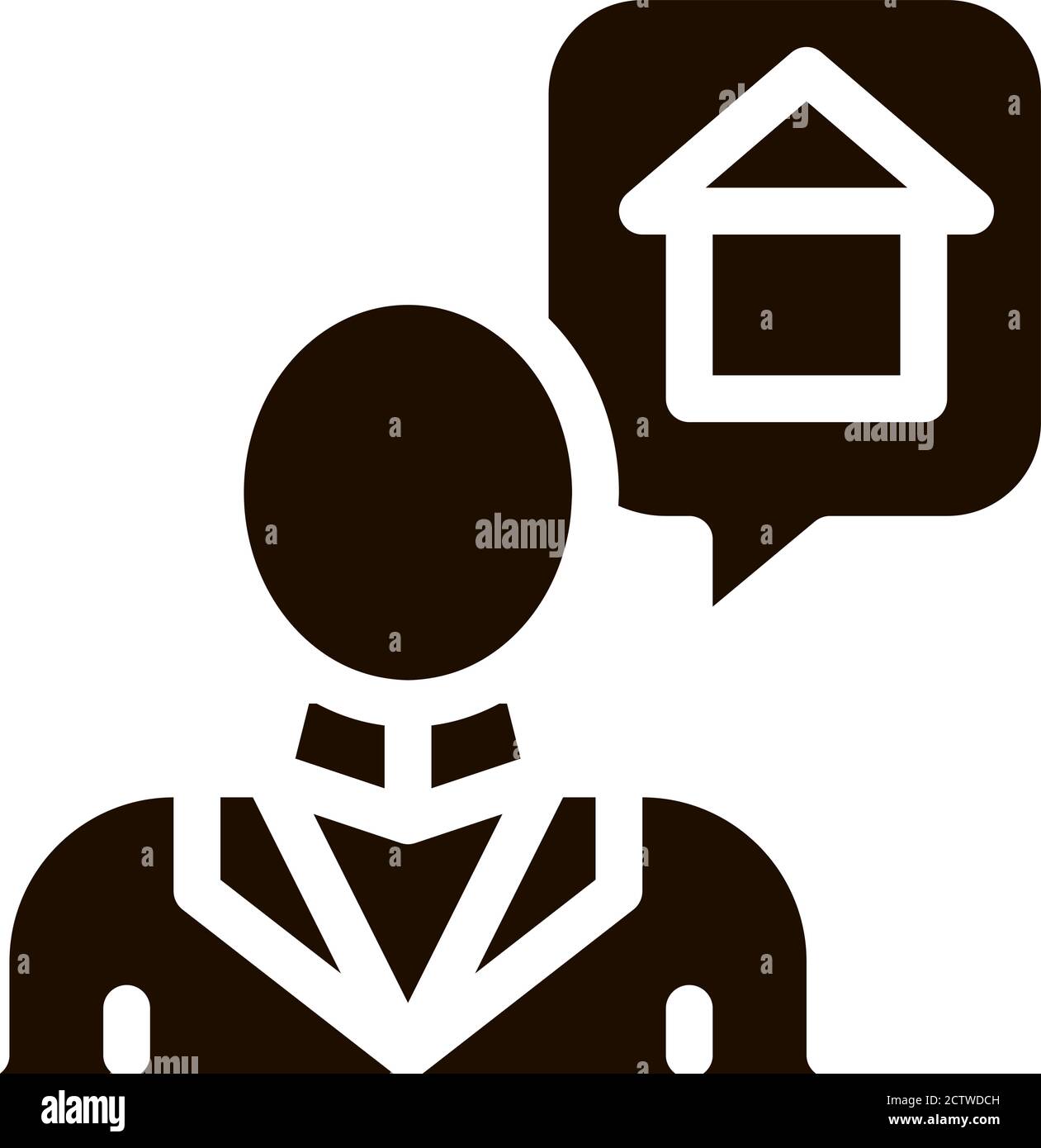 Personaggio uomo pensare sogno Comprare Casa glifo icona Illustrazione Vettoriale