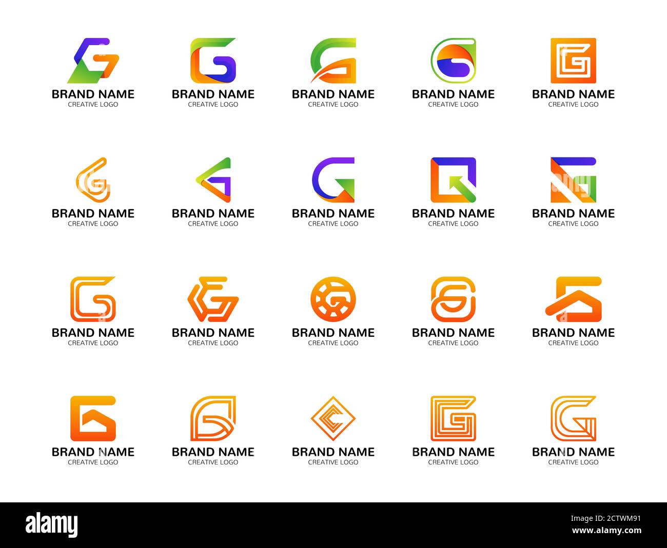 Set di logo lettera G per il logo del modello aziendale Illustrazione Vettoriale