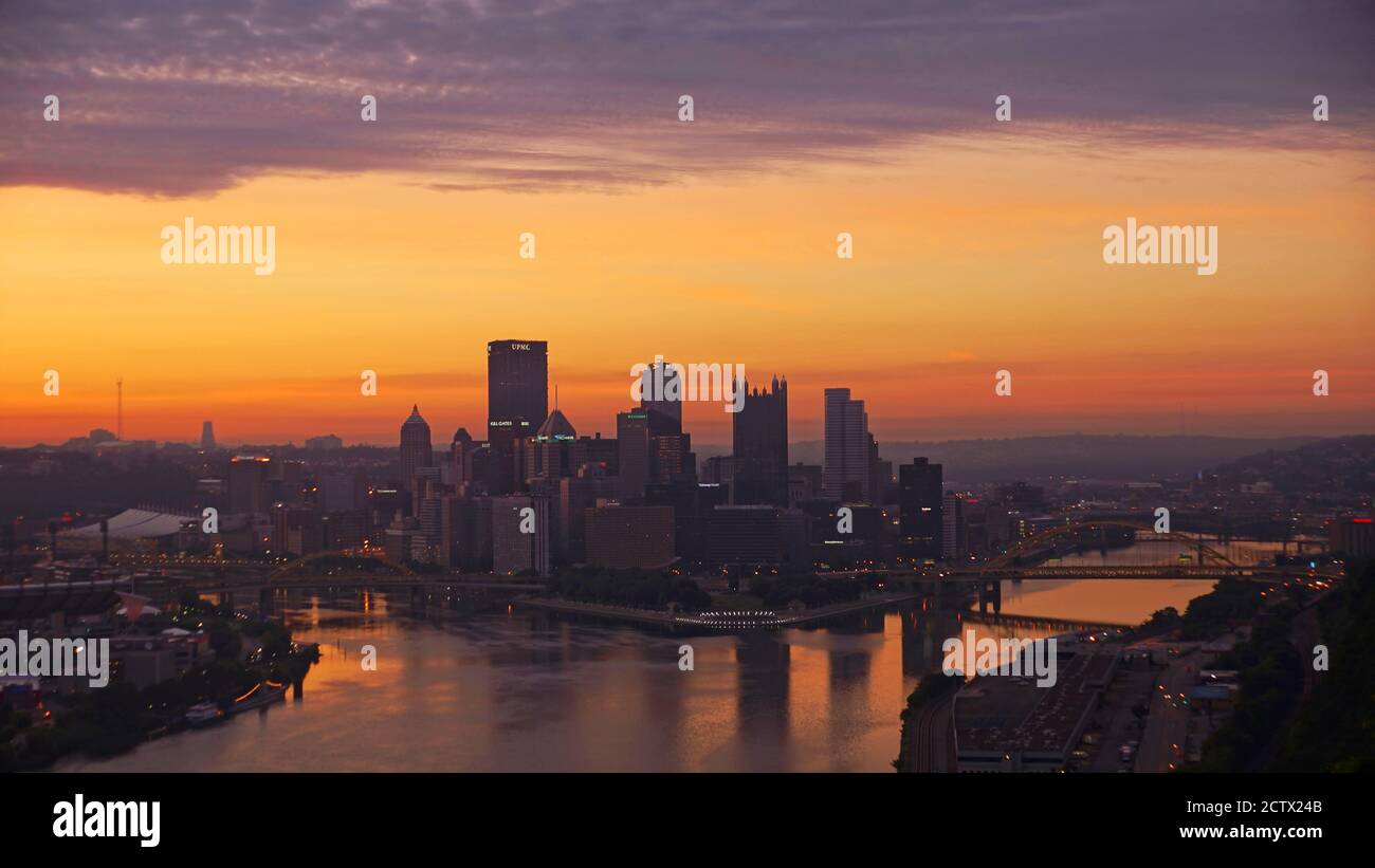 Sunrise over Pittsburgh Foto Stock
