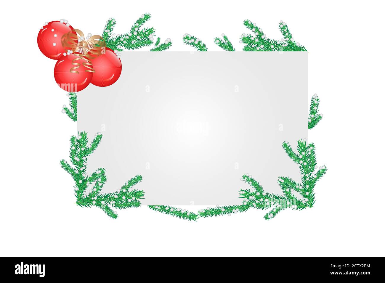 Banner quadrato di Natale con rametti di abete e palline rosse. Cornice  natalizia con rami di pino, baubles e neve con spazio copia. Illustrazione  vettoriale stock Immagine e Vettoriale - Alamy