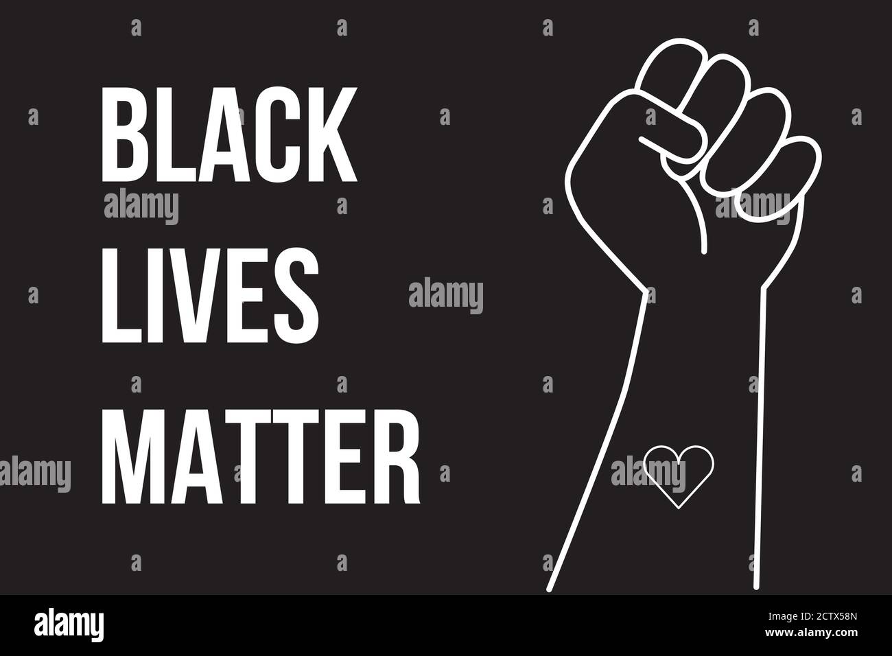 Il simbolo della mano per le vite nere ferma la violenza ai neri. Lotta per i diritti umani dei neri negli Stati Uniti d'America. Stile piatto vecto Illustrazione Vettoriale