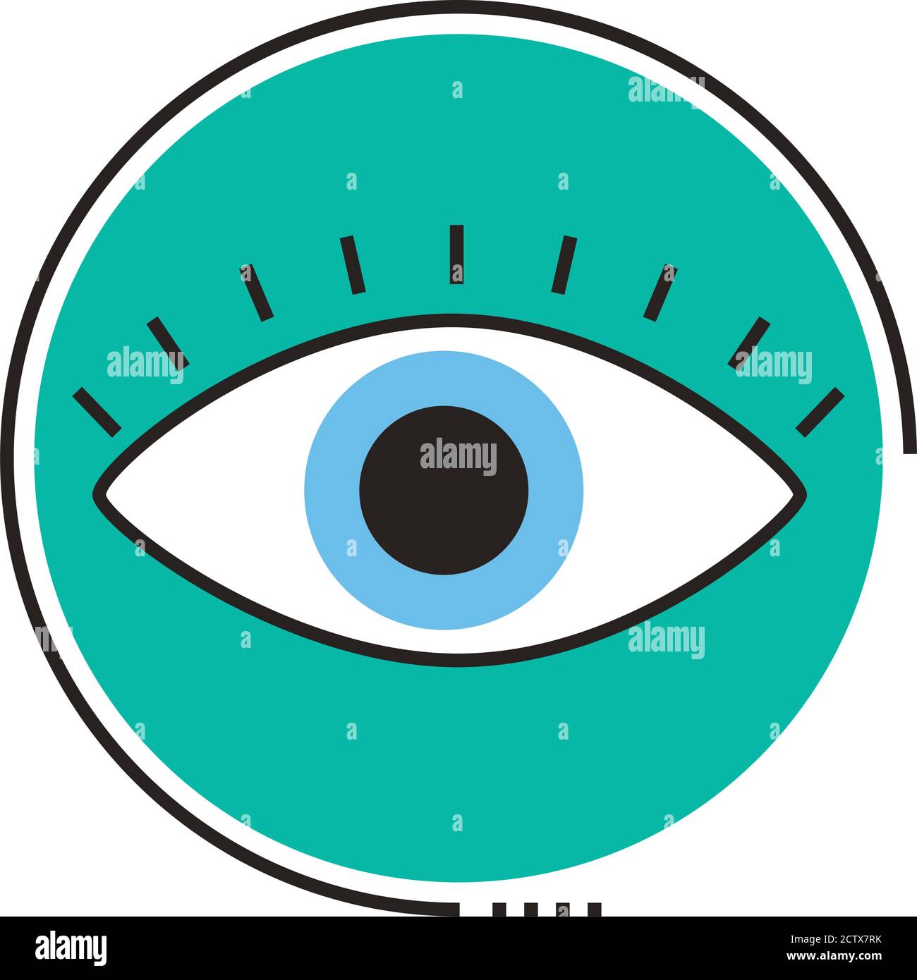 disegno dell'illustrazione vettoriale dell'icona della linea dell'organo umano dell'occhio e dello stile di riempimento Illustrazione Vettoriale