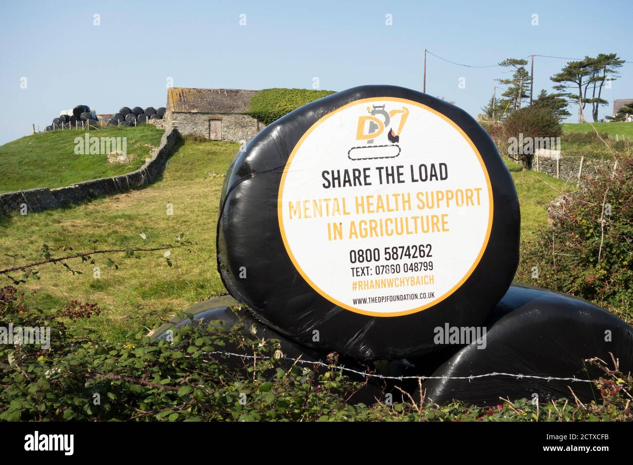 Annuncio per il sostegno alla salute mentale in agricoltura nel Galles del Nord REGNO UNITO Foto Stock