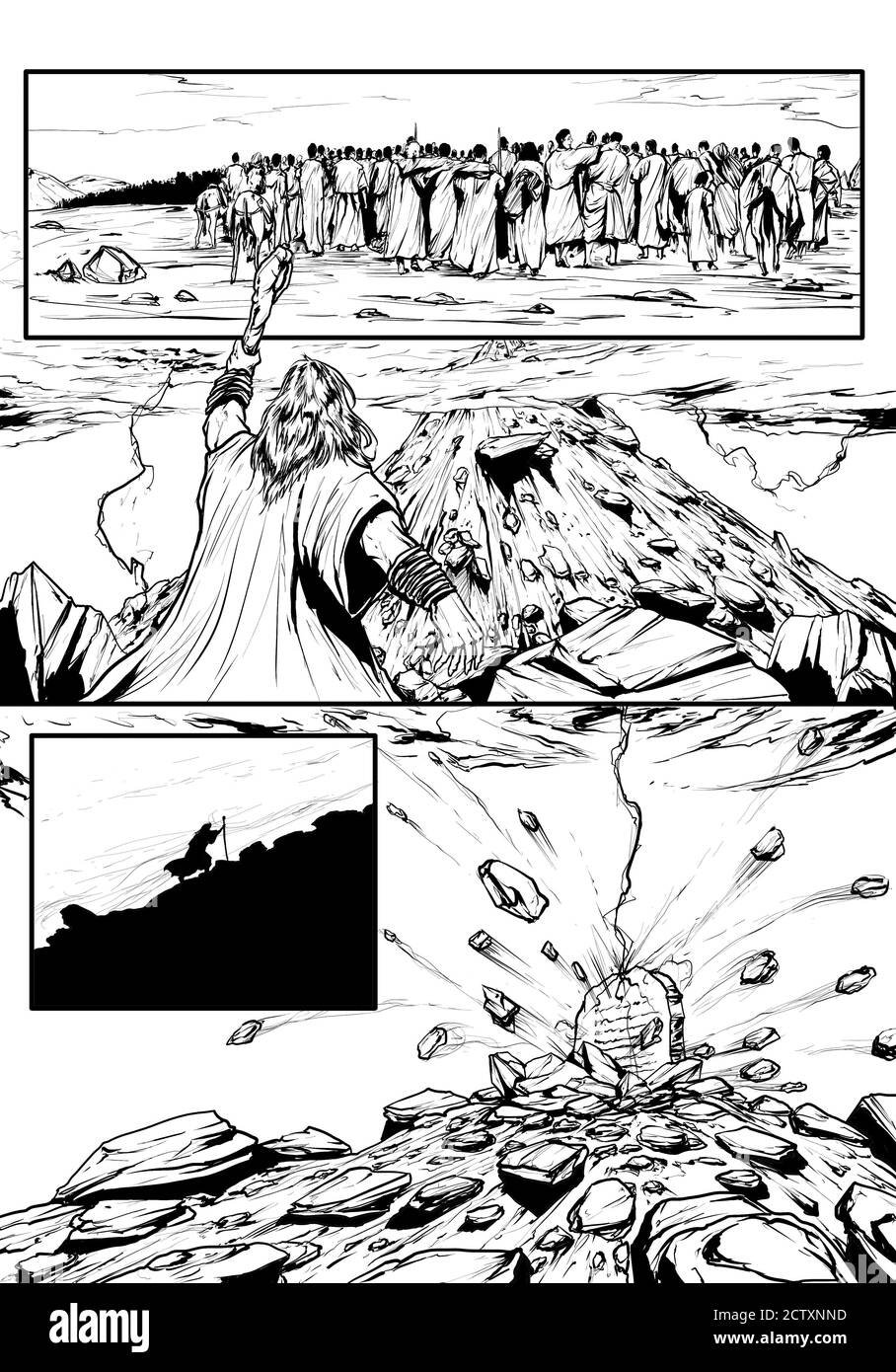 Dio che fa i comandi della tenda Foto Stock