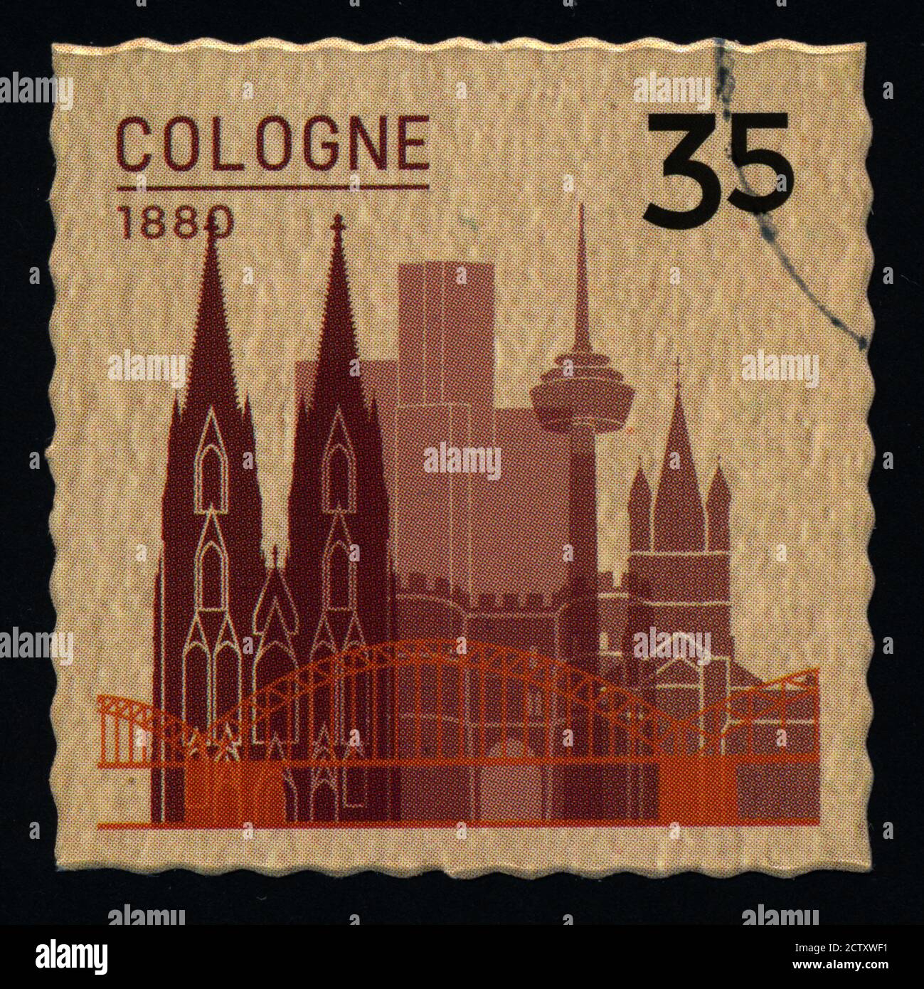 COLONIA francobolli vecchia architettura dichiara grande formato xxl Foto Stock