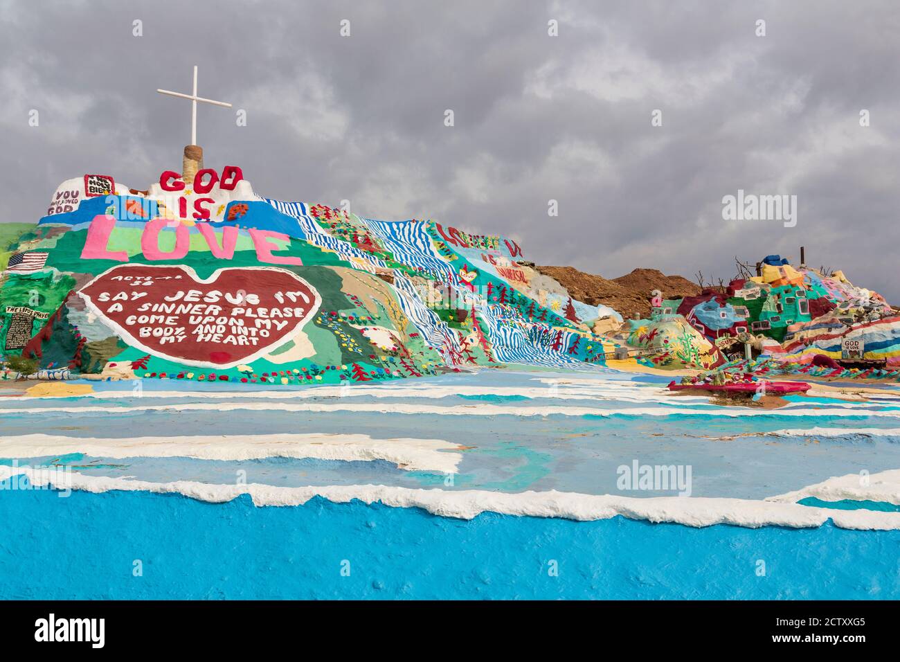 Salvation Mountain, Slab City, Salton Sea, California, Stati Uniti Foto Stock