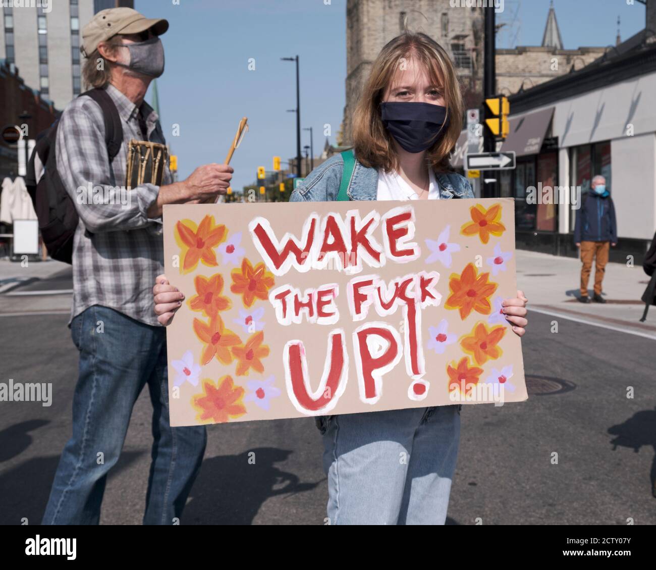 Global Climate Strike ospitato da Fridays for Future Ottawa. Chiamata di gruppo per azioni immediate, con un messaggio diretto Foto Stock