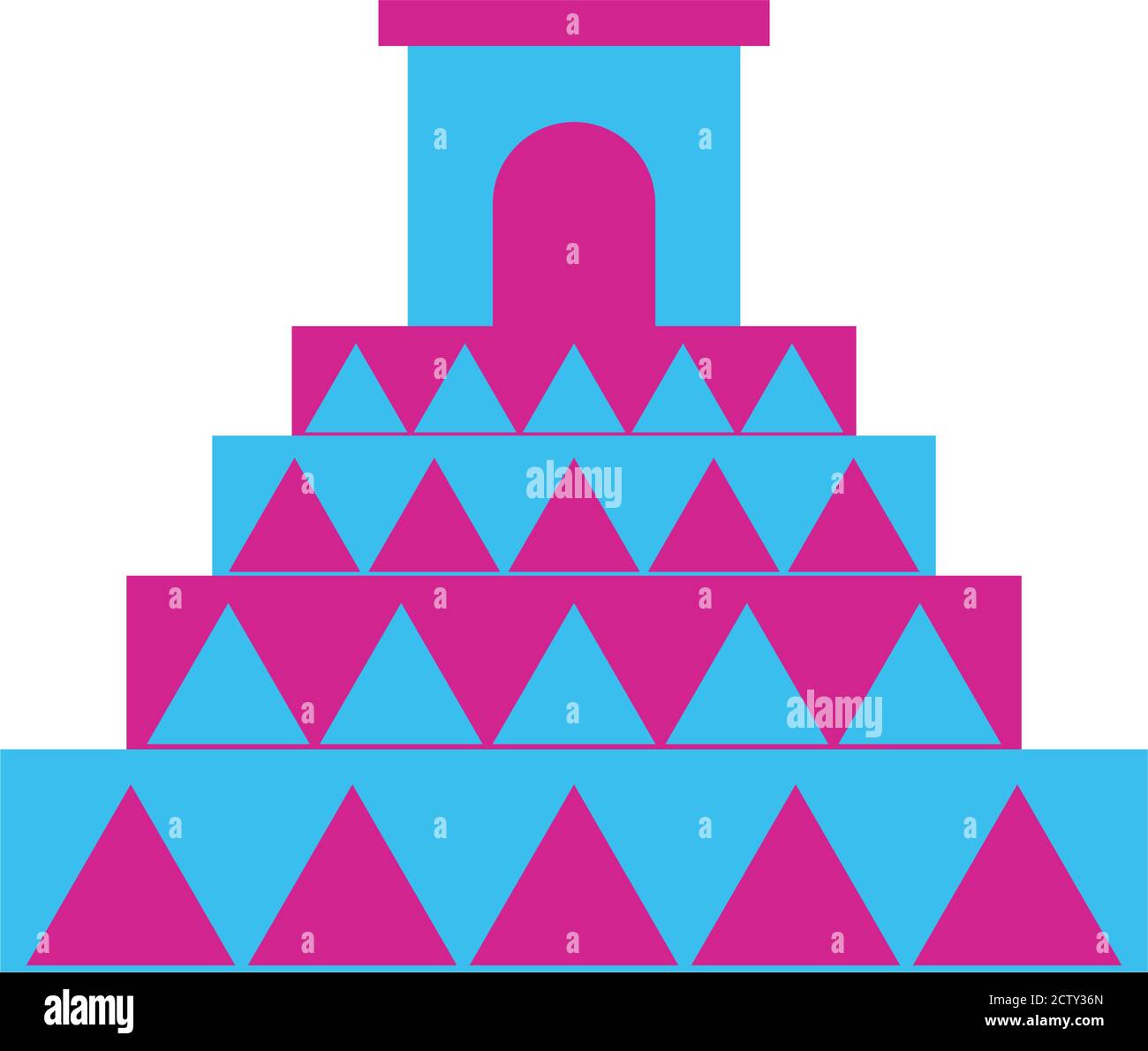 messico piramide cultura piatto icona disegno vettoriale illustrazione Illustrazione Vettoriale