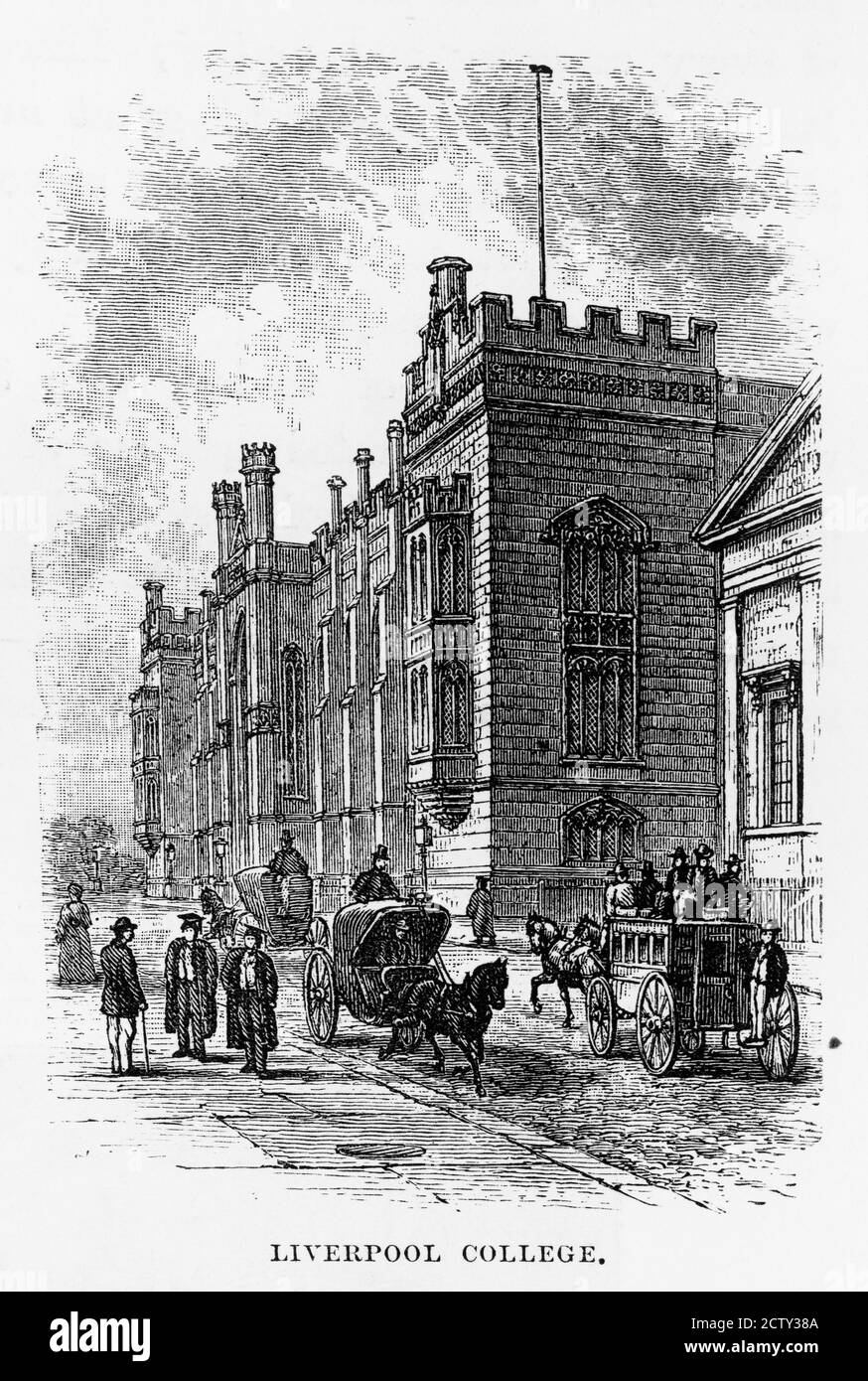 Liverpool College a Liverpool, Inghilterra Victorian Engraving, 1840 Foto Stock