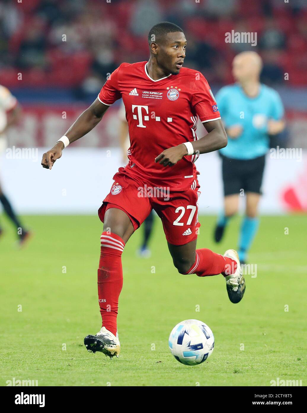 Budapest, Ungarn. Firo: 24.09.2020 Fuvuball, calcio UEFA Super Cup 2020 FC Bayern Mvºnchen Muenchen - Sevilla FC 2: 1 NV FCB David Alaba, azione individuale, | utilizzo nel mondo Credit: dpa/Alamy Live News 2020 Foto Stock