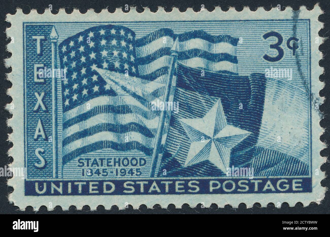 Texas Stamp stock photo.Cancelled Stamp dagli Stati Uniti featuring Lo stato del Texas Foto Stock