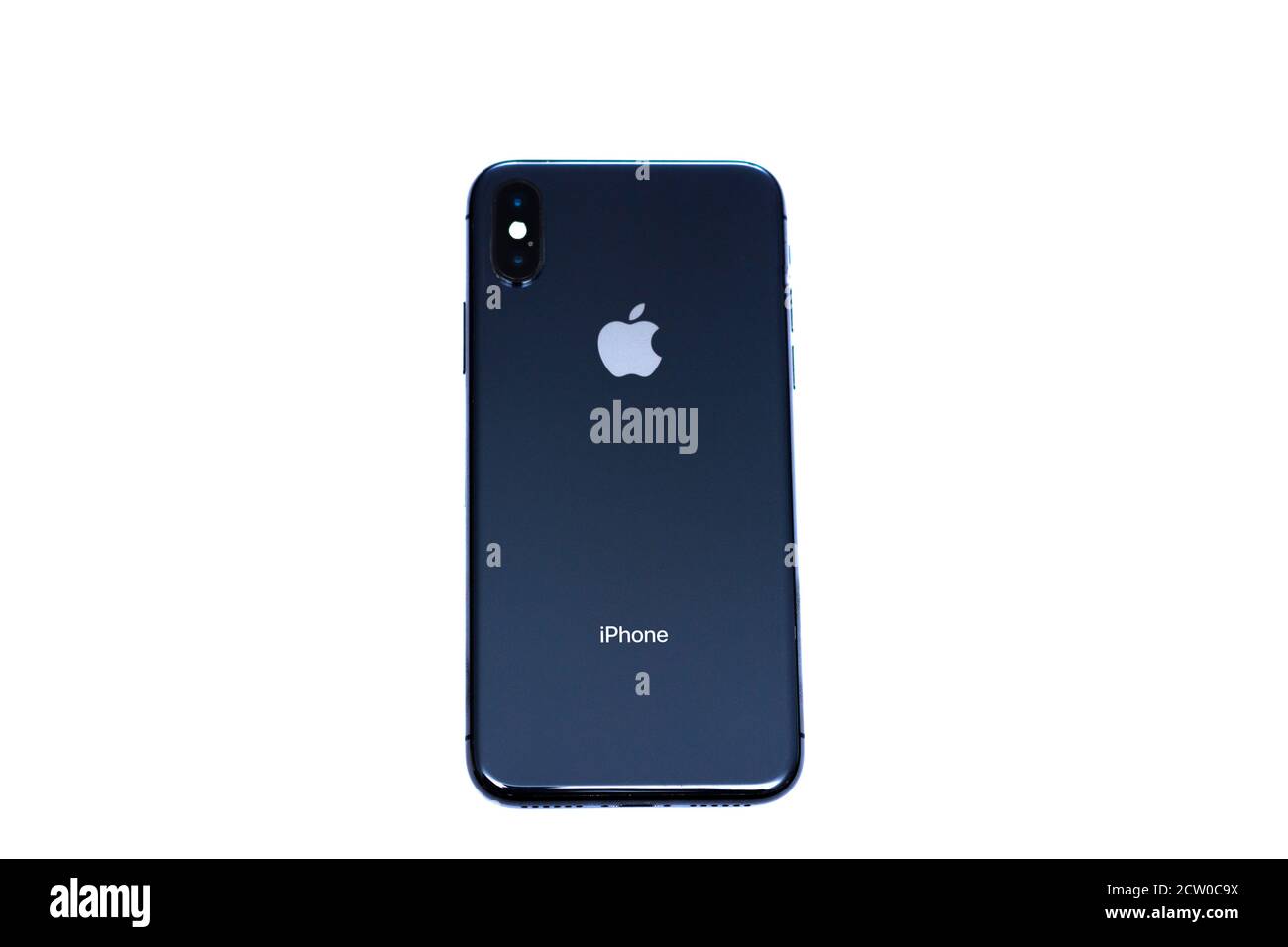 GERMANIA, HAMM, 20.02.2020: Logo iPhone X nero, pannello posteriore con logo. Foto Stock