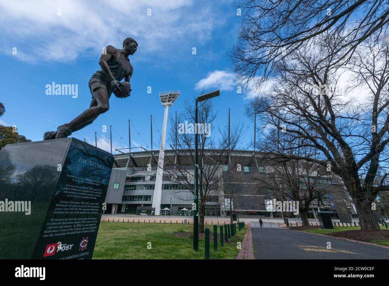 Melbourne, Australia 26 settembre 2020, gli unici giocatori di calcio al Melbourne Cricket Ground "MCG" oggi erano statue, su quella che sarebbe stata la Australian Football League "AFL" Grand Final, Melbourne Australia. Foto Stock