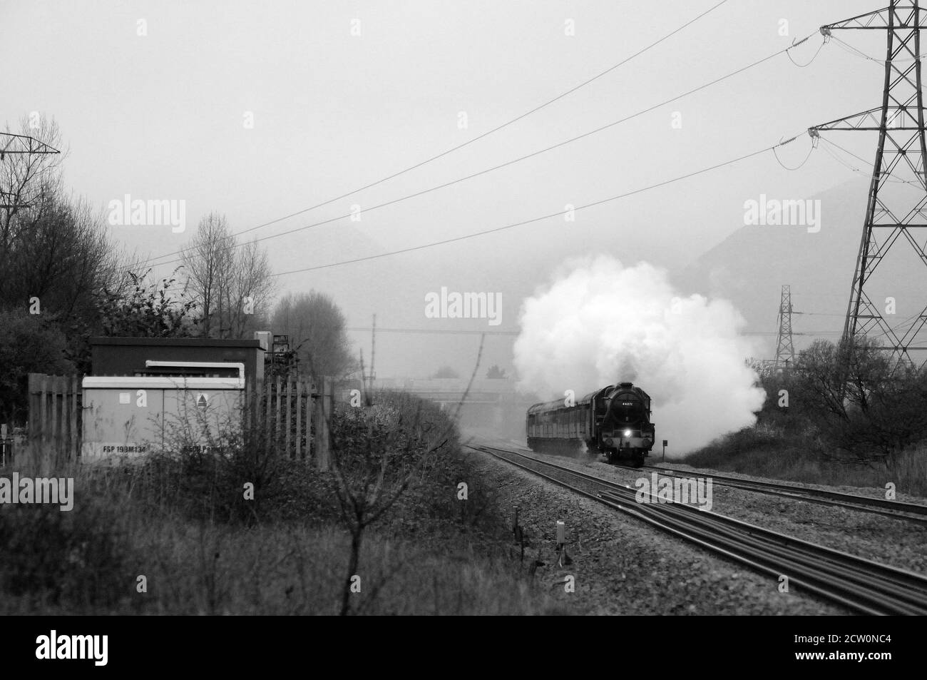 "44871" a Margam in direzione di Pengam Sidings con uno speciale Central Wales Line. Foto Stock