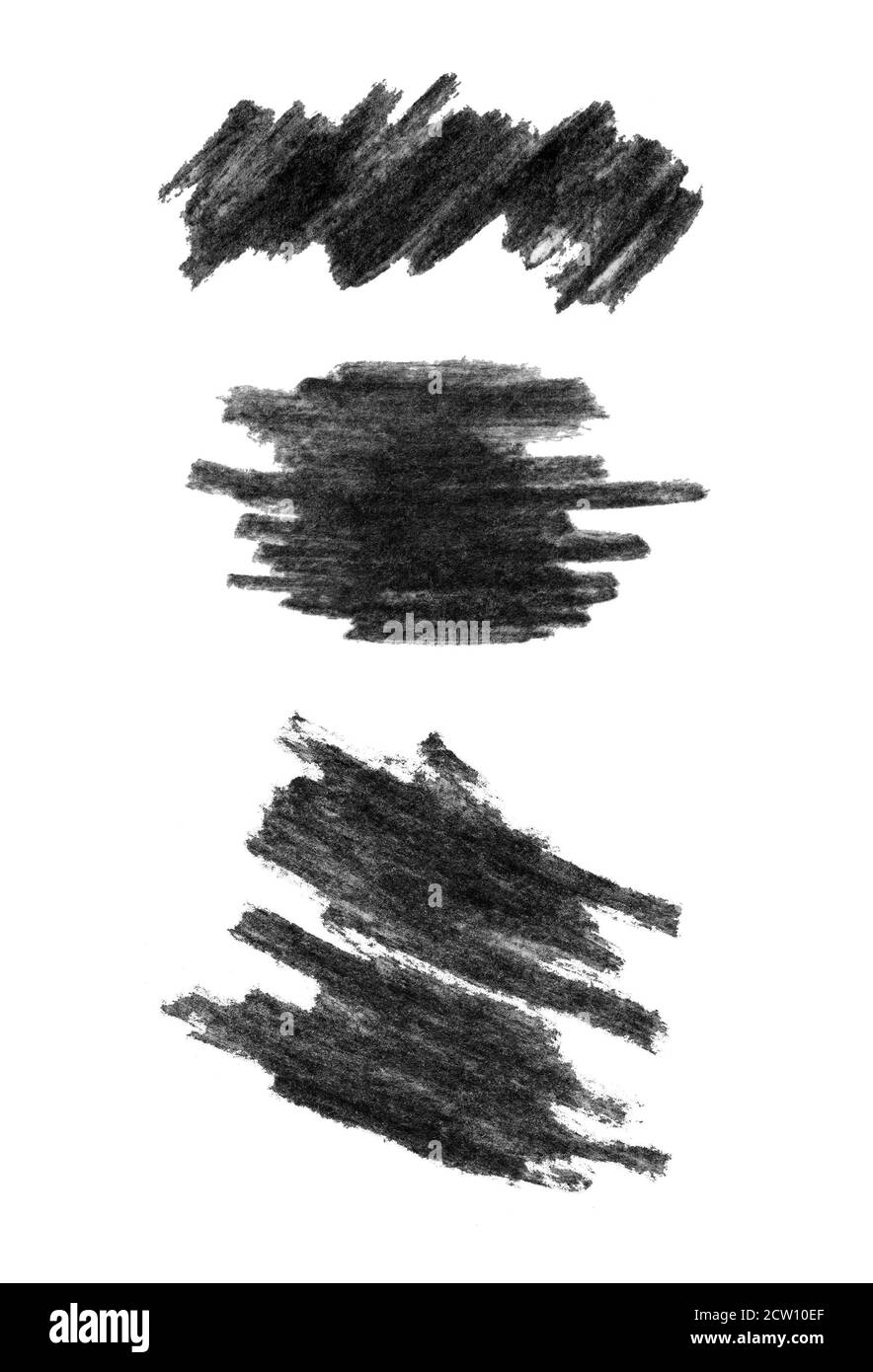 Striscioni di inchiostro nero grunge carbone crayon set isolati su bianco sfondo Foto Stock