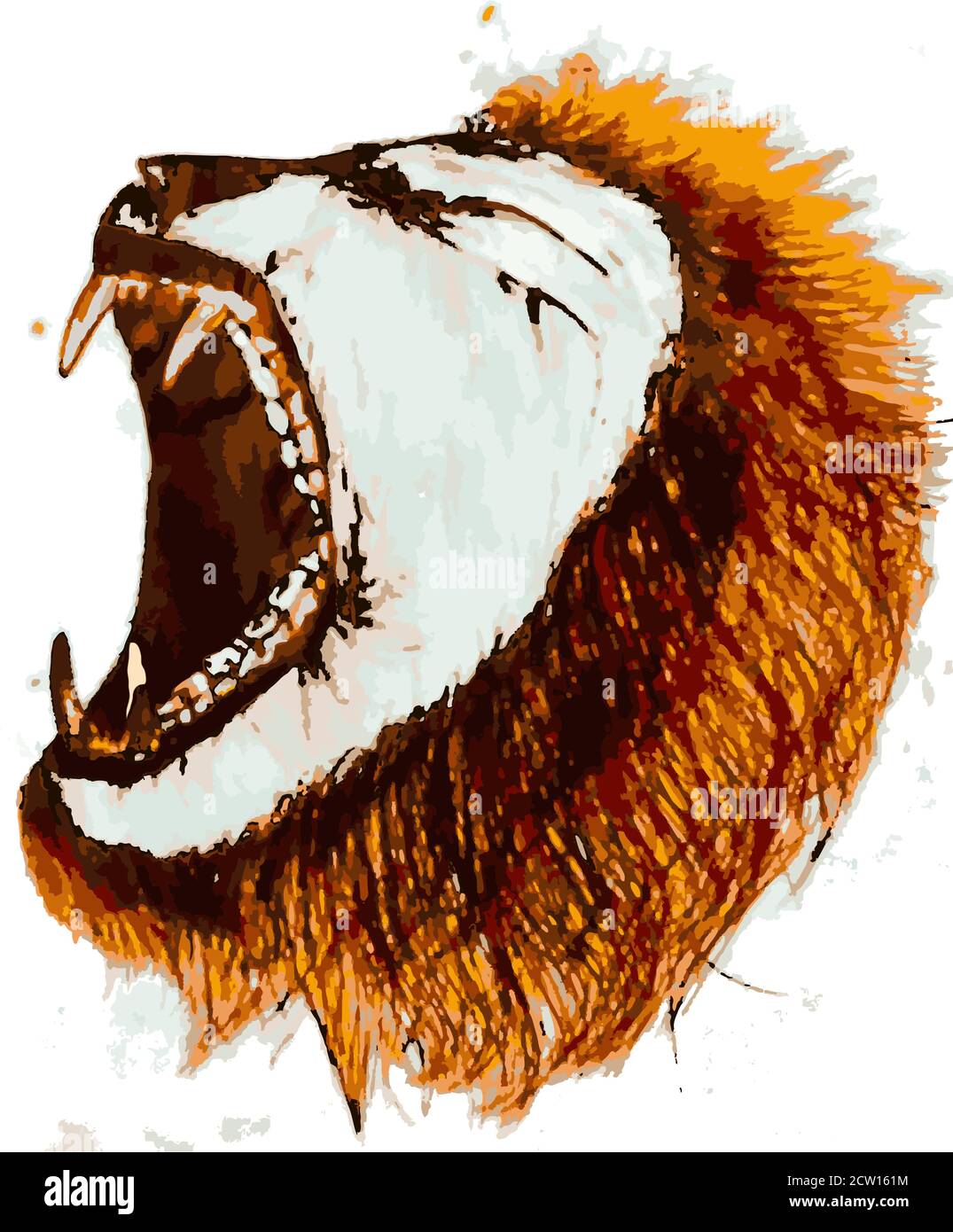 Disegno di illustrazione di faccia del leone con backgroud nero. L'immagine può essere utilizzata per la progettazione di siti web e la creazione di logo Illustrazione Vettoriale