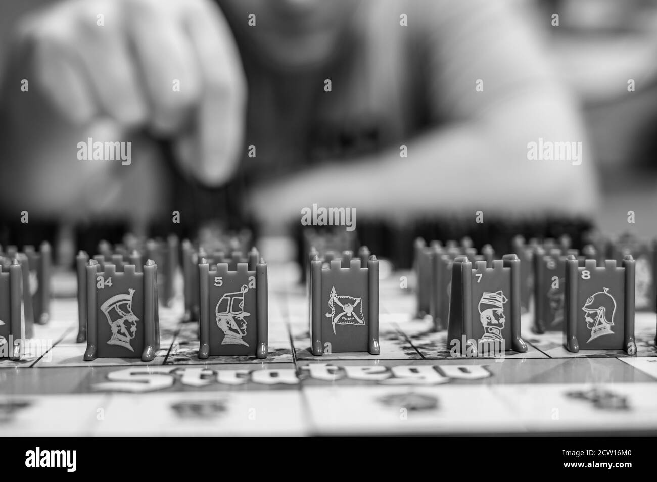 Vista a livello di bordo di gioco da tavolo stategy in azione Foto Stock