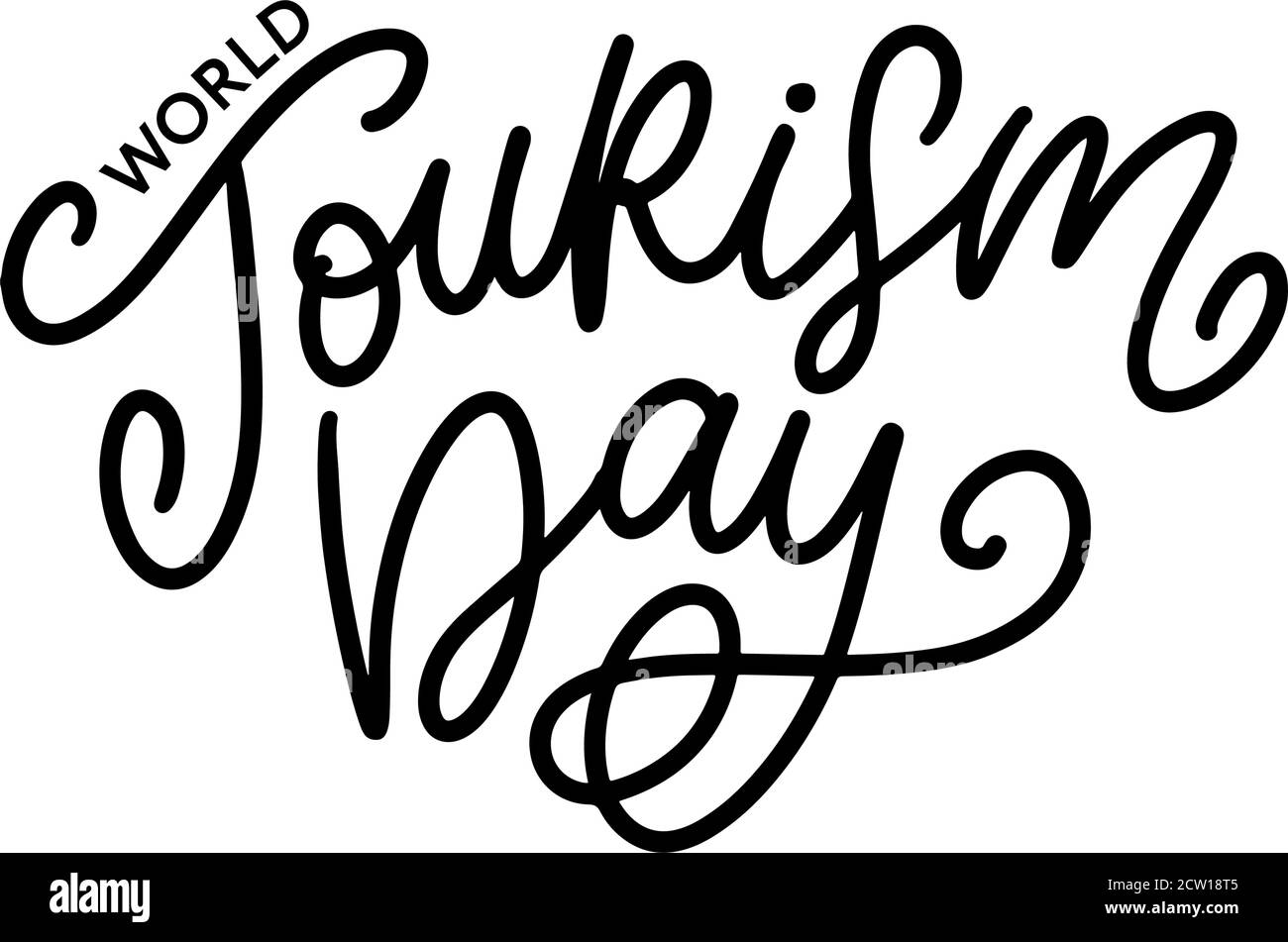 World Tourism Day scritta a mano su sfondo bianco. Illustrazione vettoriale per il progetto Illustrazione Vettoriale