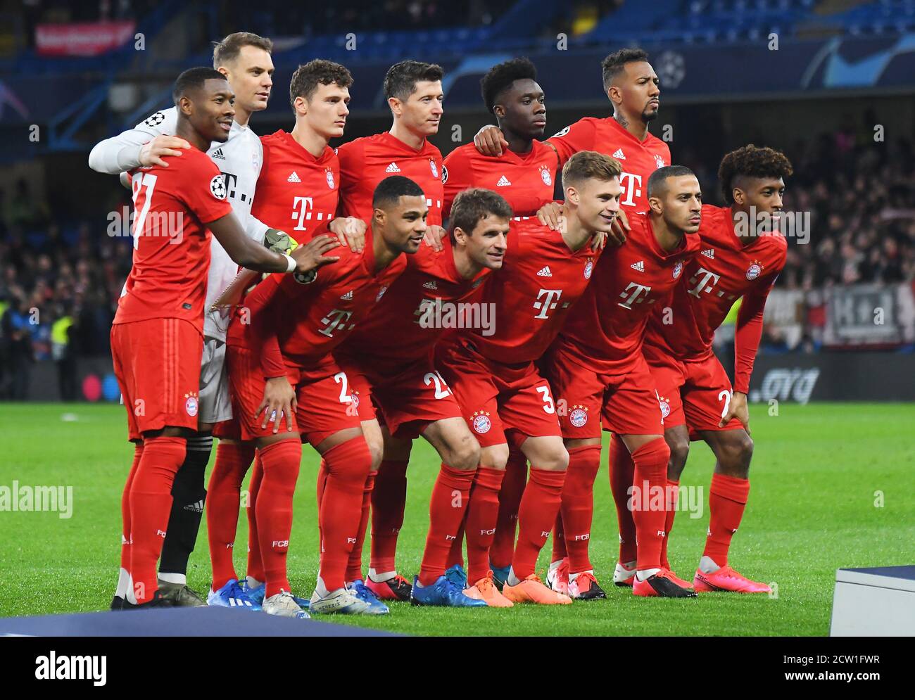 LONDRA, INGHILTERRA - 26 FEBBRAIO 2020: Le undici foto di Bayern in vista della partita del 2019/20 della UEFA Champions League Round del 16 tra il Chelsea FC e il Bayern Monaco a Stamford Bridge. Foto Stock