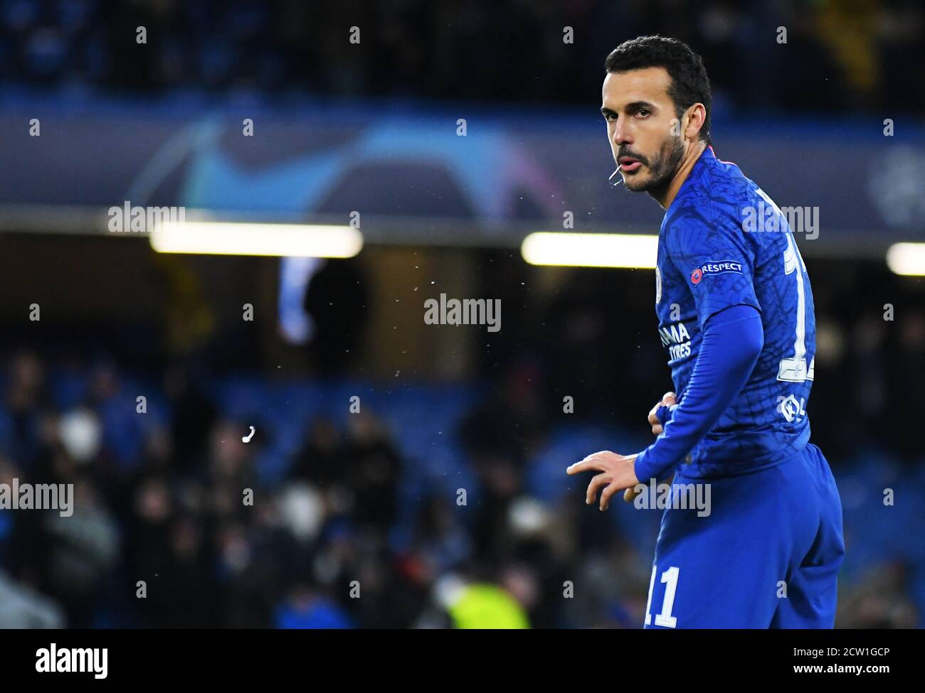 LONDRA, INGHILTERRA - 26 FEBBRAIO 2020: Pedro Eliezer Rodriguez Ledesma di Chelsea ha ritratto durante il 16 UEFA Champions League Round del 2019/20 tra Chelsea FC e Bayern Monaco a Stamford Bridge. Foto Stock