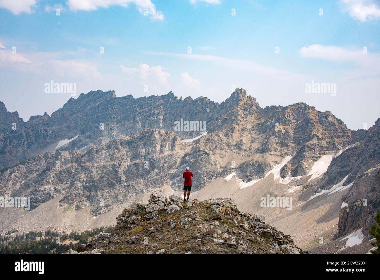 Escursioni a piedi il Teton Crest Trail, Grand Teton National Park, Wyoming, Stati Uniti Foto Stock
