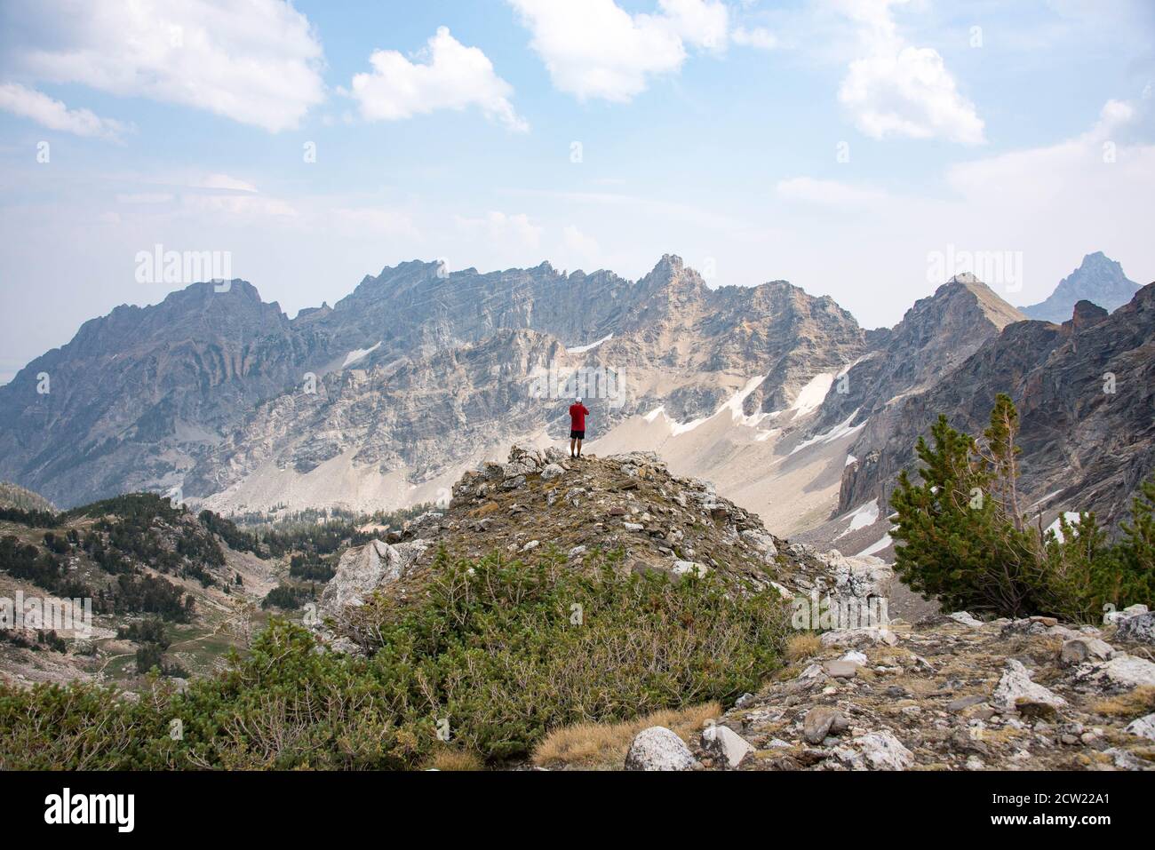 Escursioni a piedi il Teton Crest Trail, Grand Teton National Park, Wyoming, Stati Uniti Foto Stock